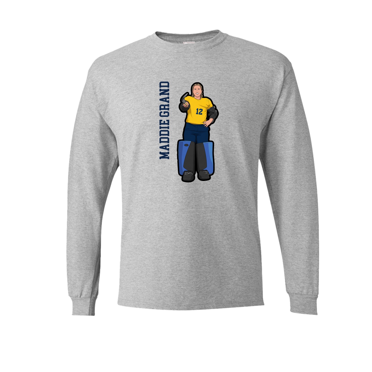 Long Sleeve Tee — Name Vertical in Grey