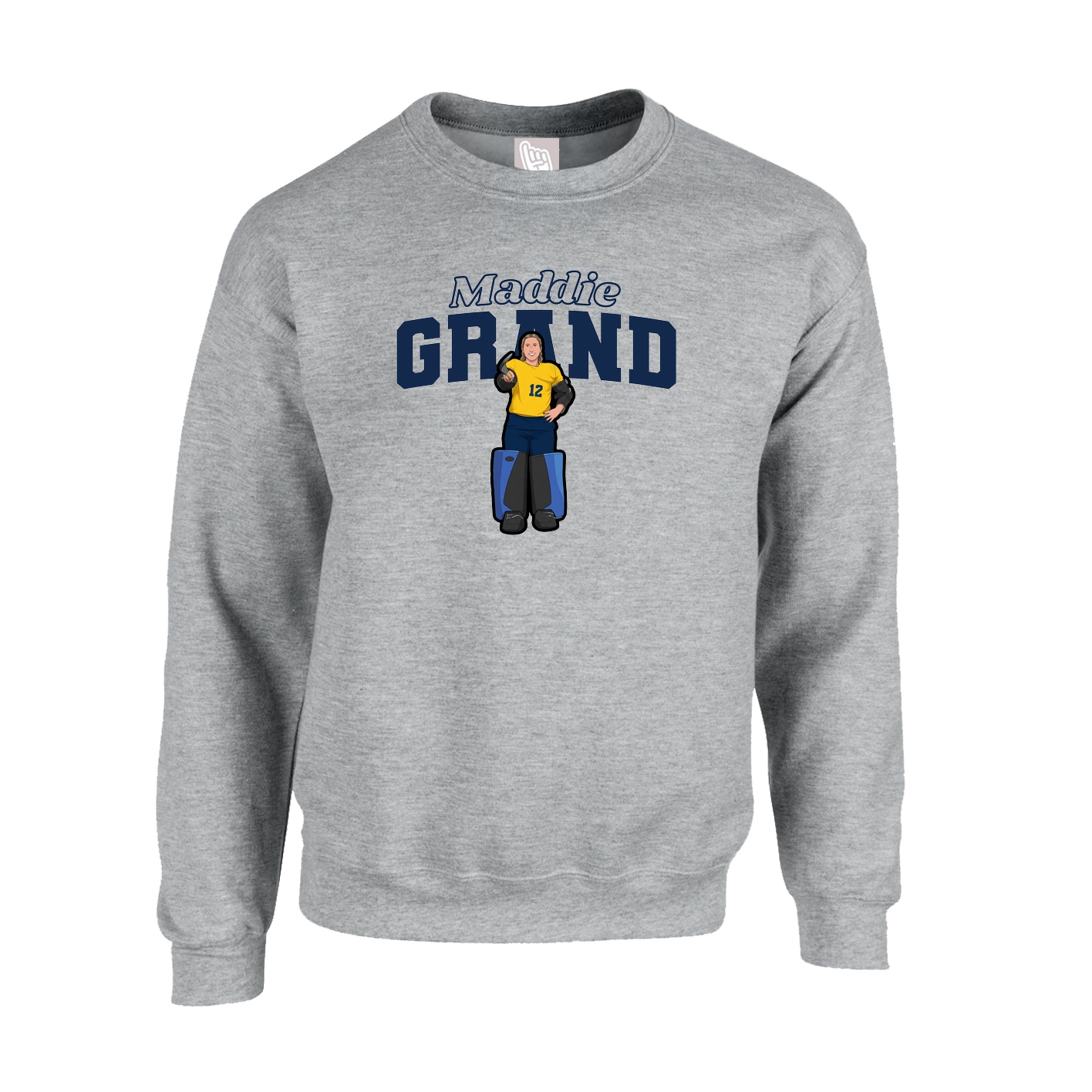 Fleece Crew — Name Arch in Grey