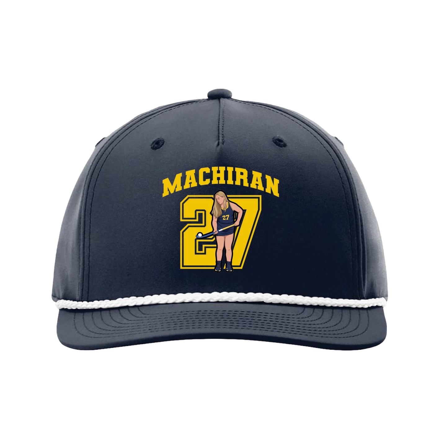 Five-Panel Classic Rope Cap — Number in Navy