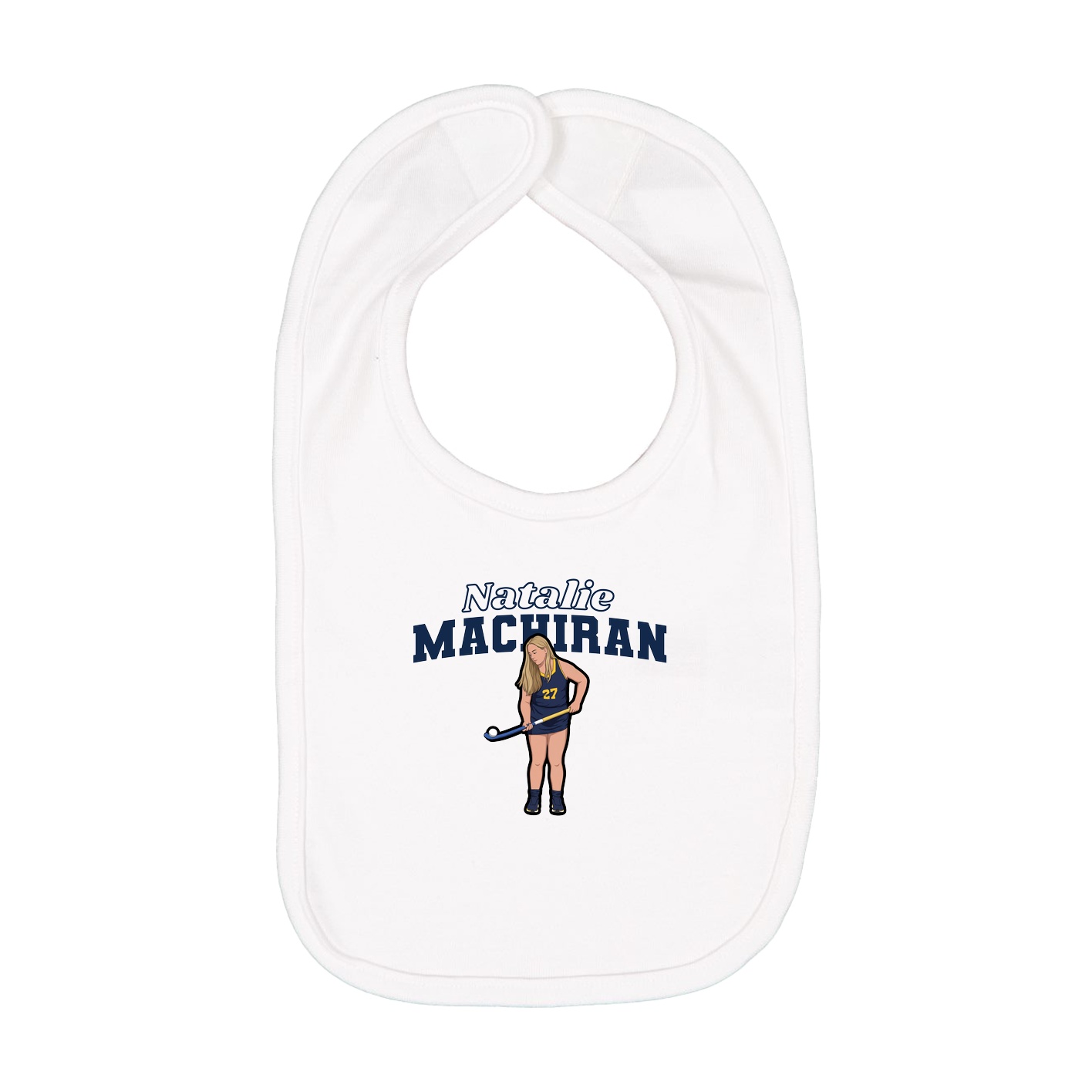 Infant Bib — Name Arch in White