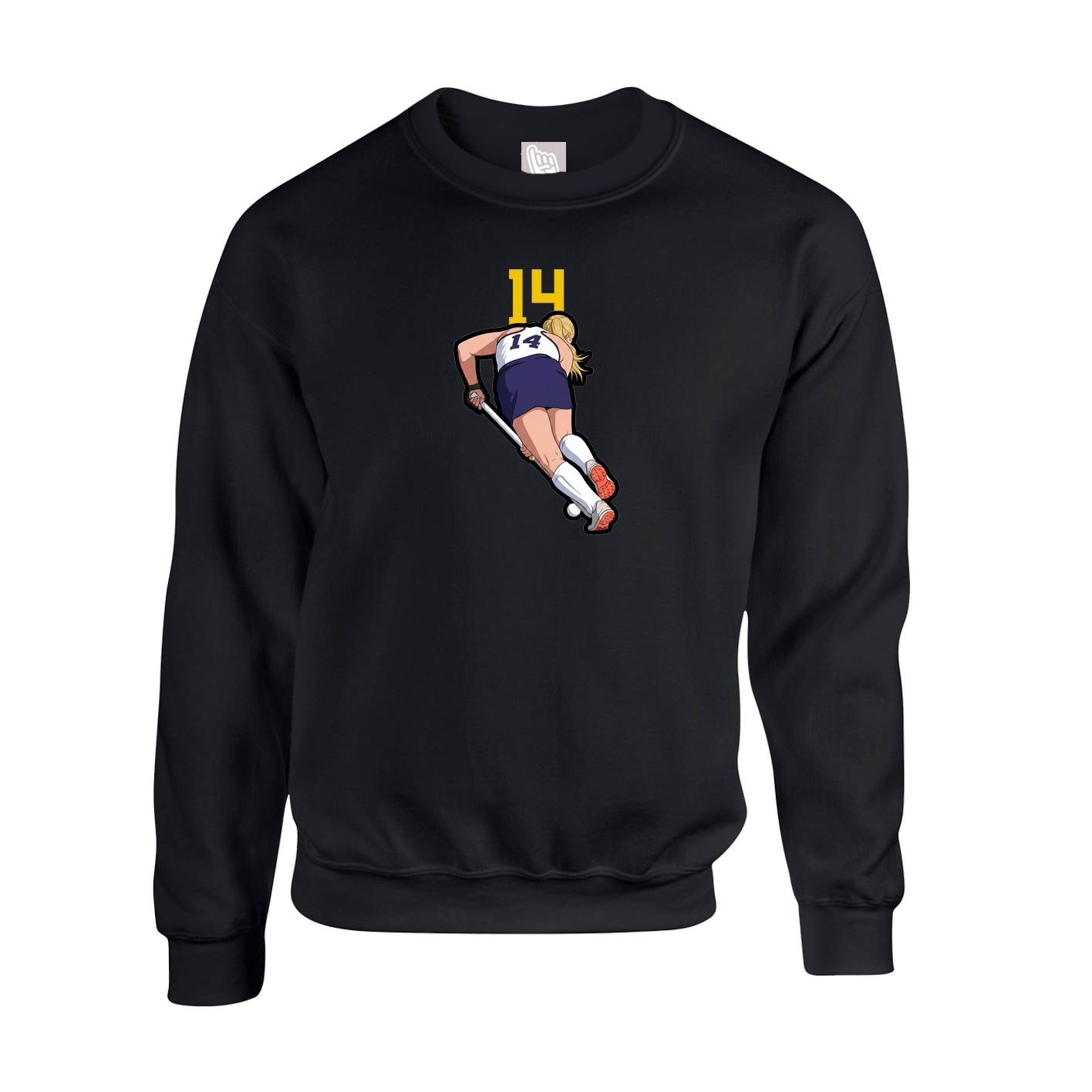 Fleece Crew — Number Top in Black