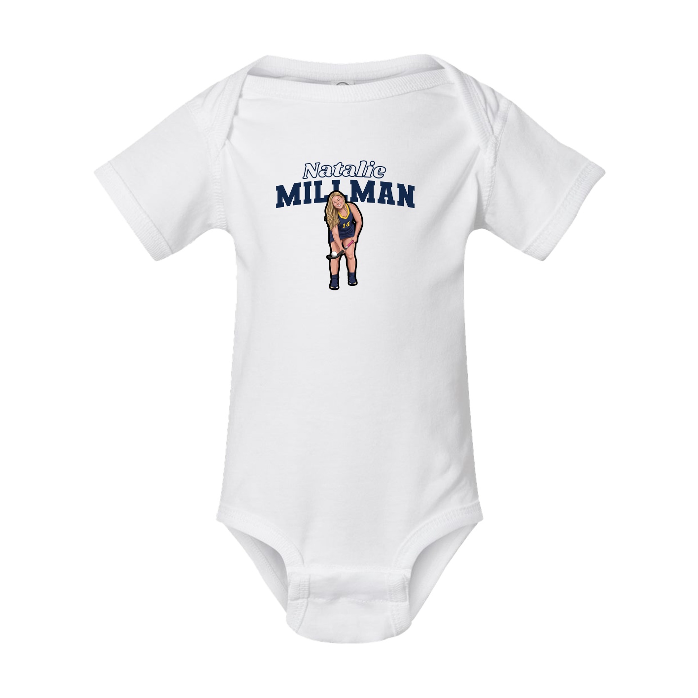 Baby Onesie — Name Arch in White