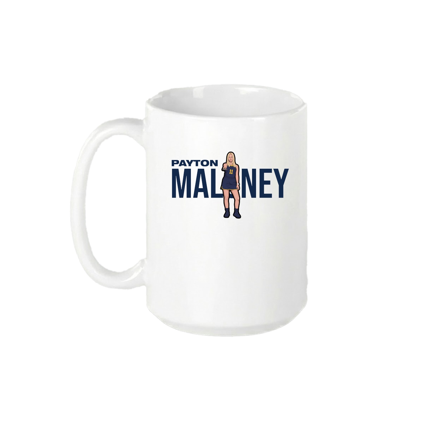 15oz Coffee Mug — Player Name in White