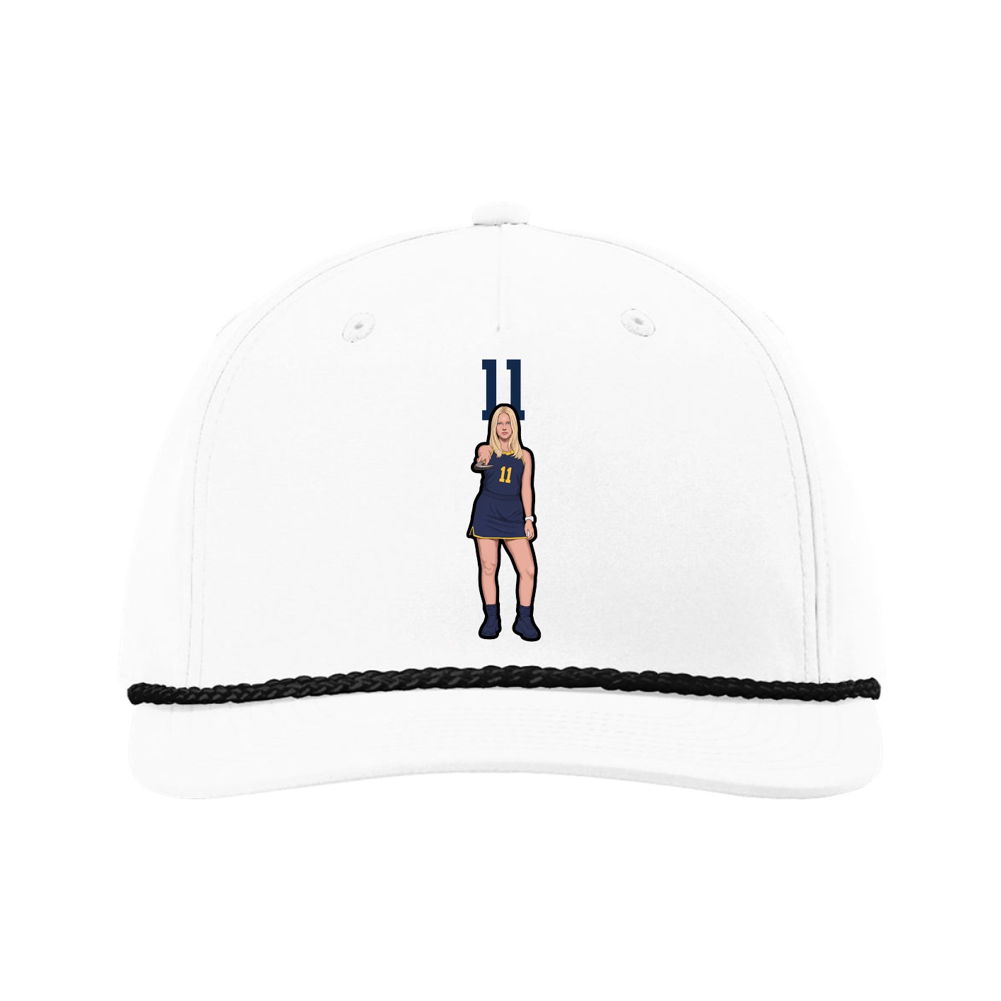 Five-Panel Classic Rope Cap — Number Top in White