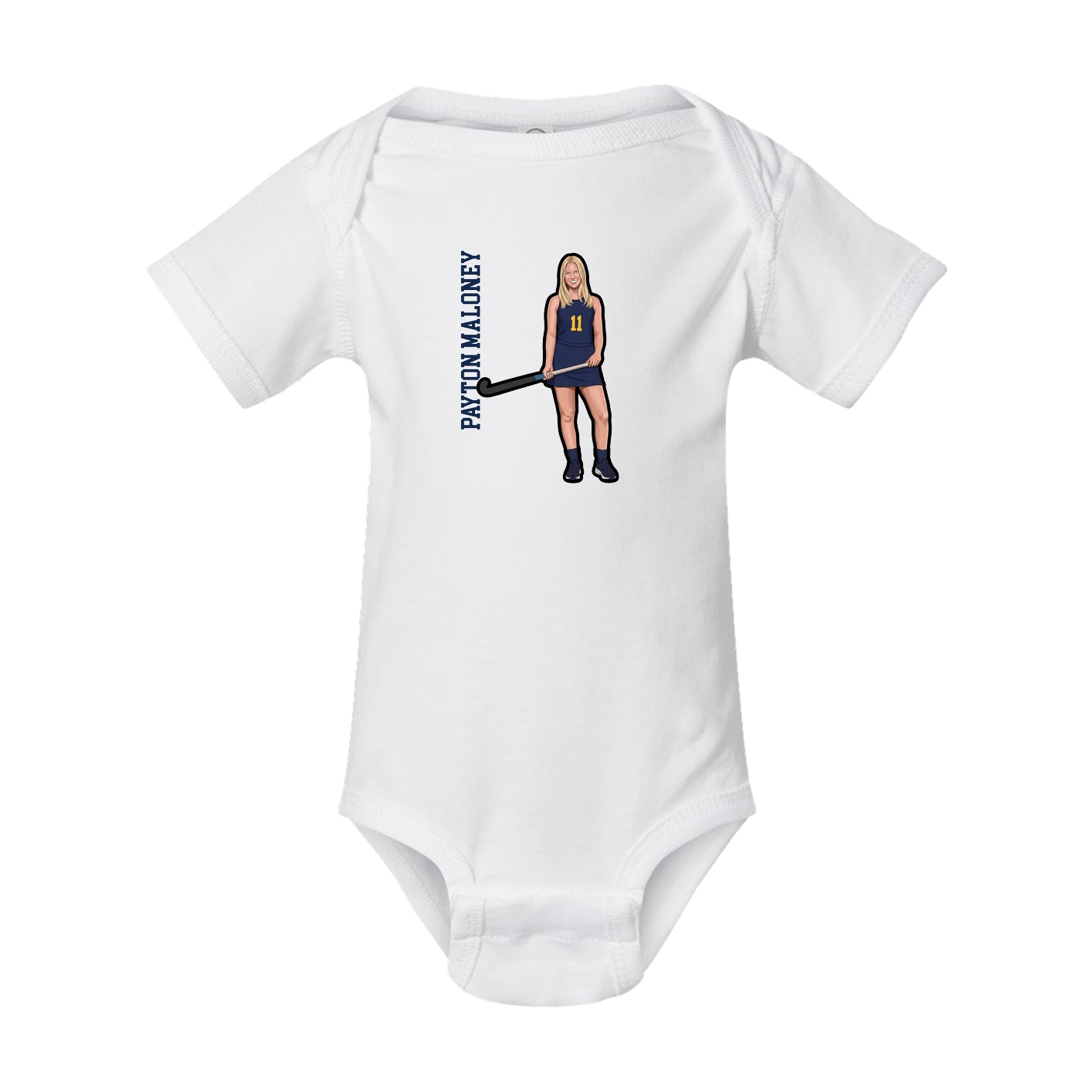 Baby Onesie — Name Vertical in White