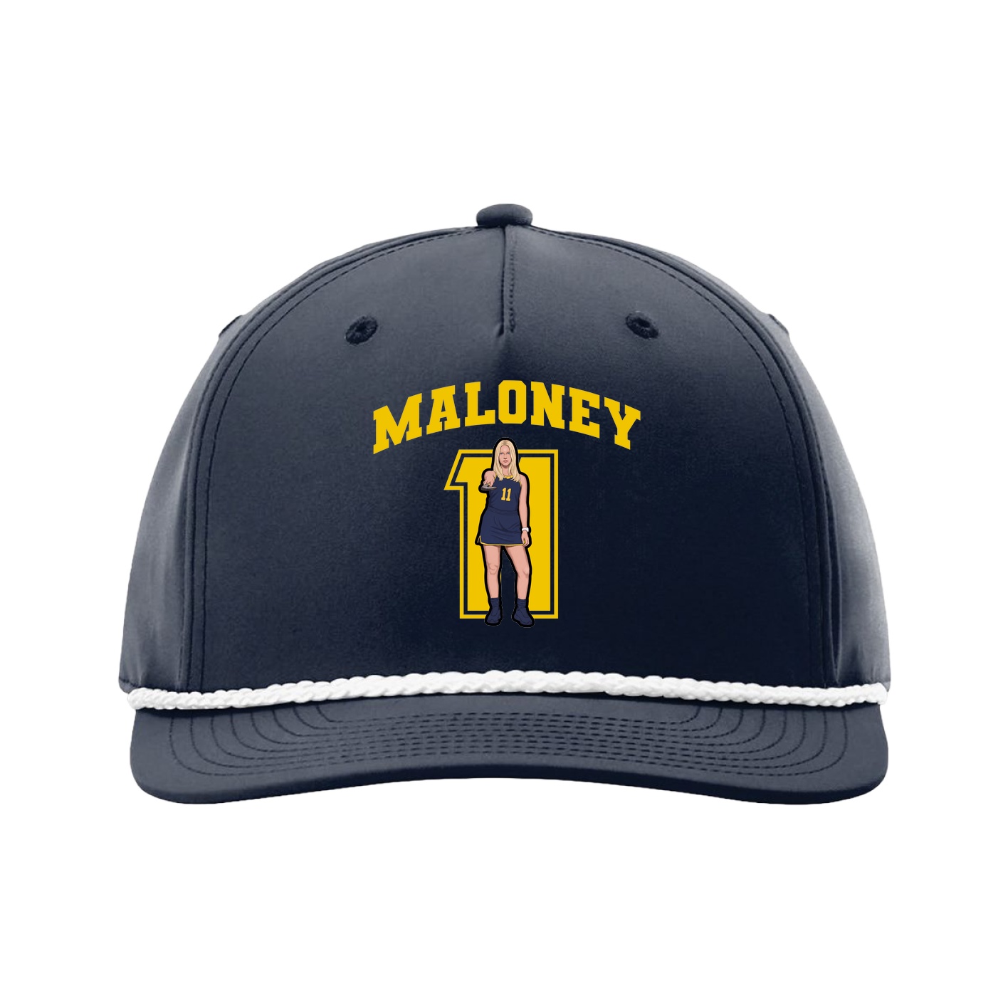 Five-Panel Classic Rope Cap — Number in Navy