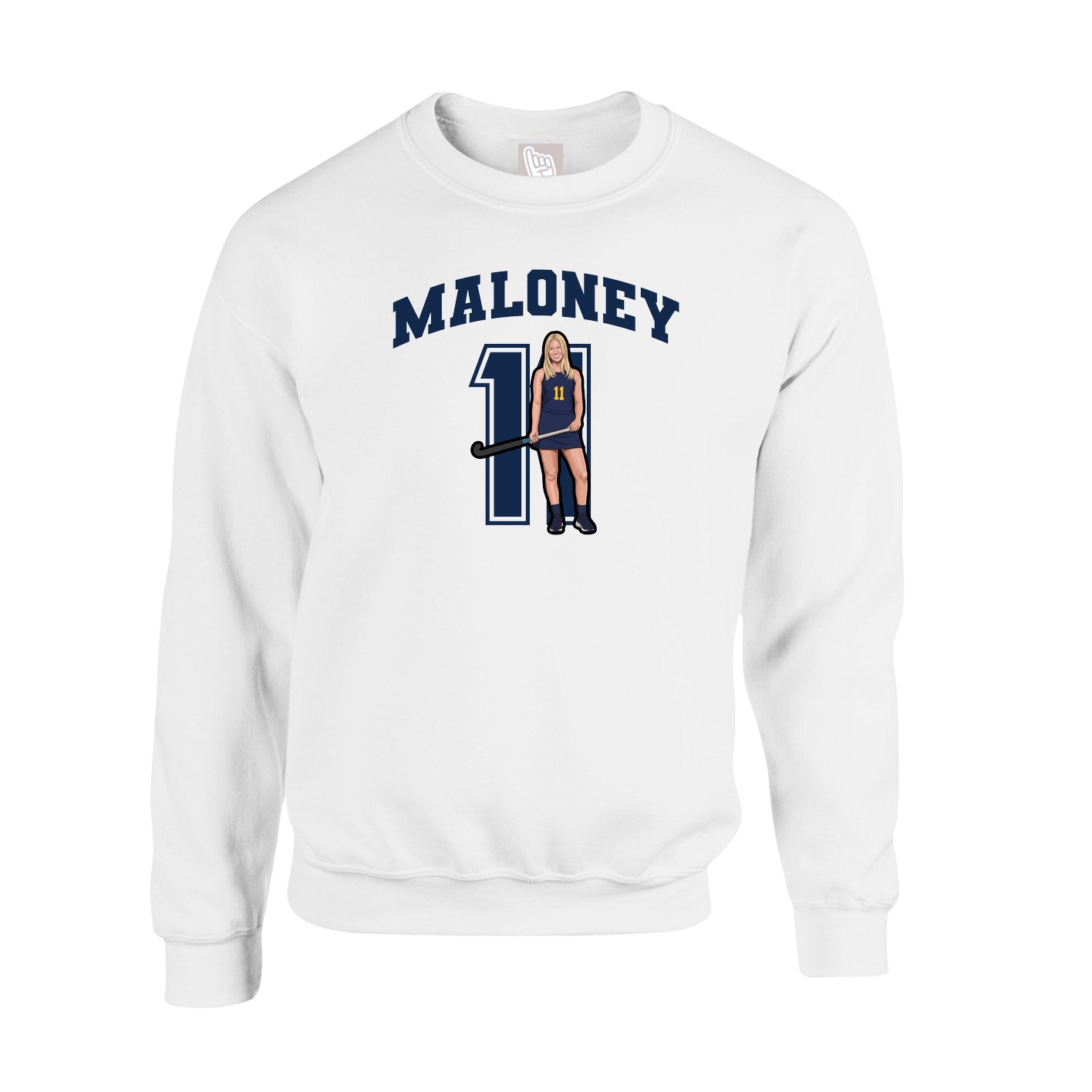 Fleece Crew — Number in White