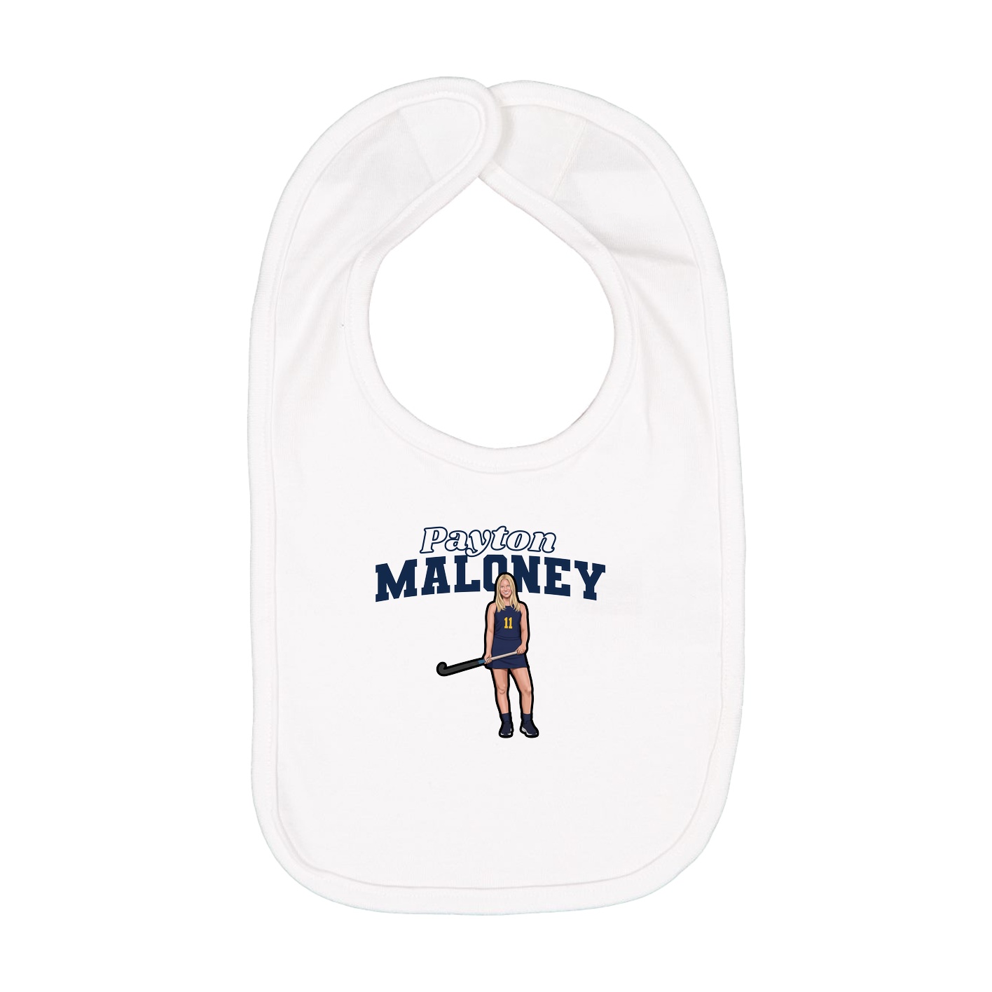 Infant Bib — Name Arch in White