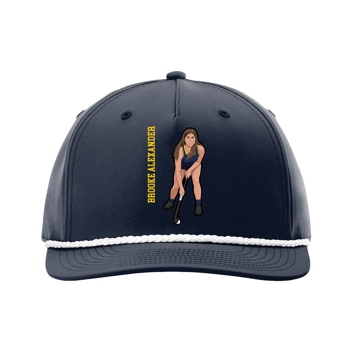 Five-Panel Classic Rope Cap — Name Vertical in Navy