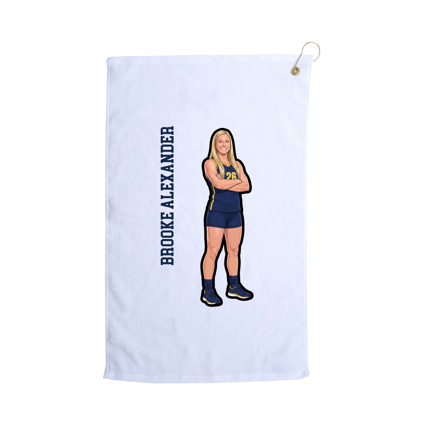 Golf Towel — Name Vertical in White