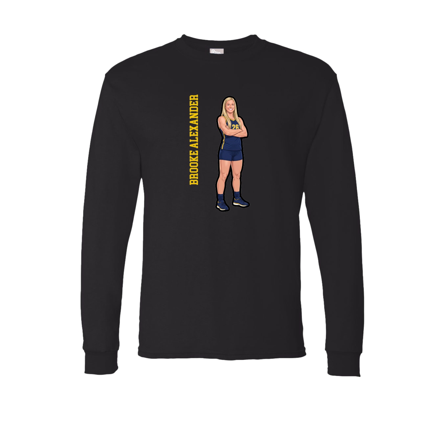 Long Sleeve Tee — Name Vertical in Black