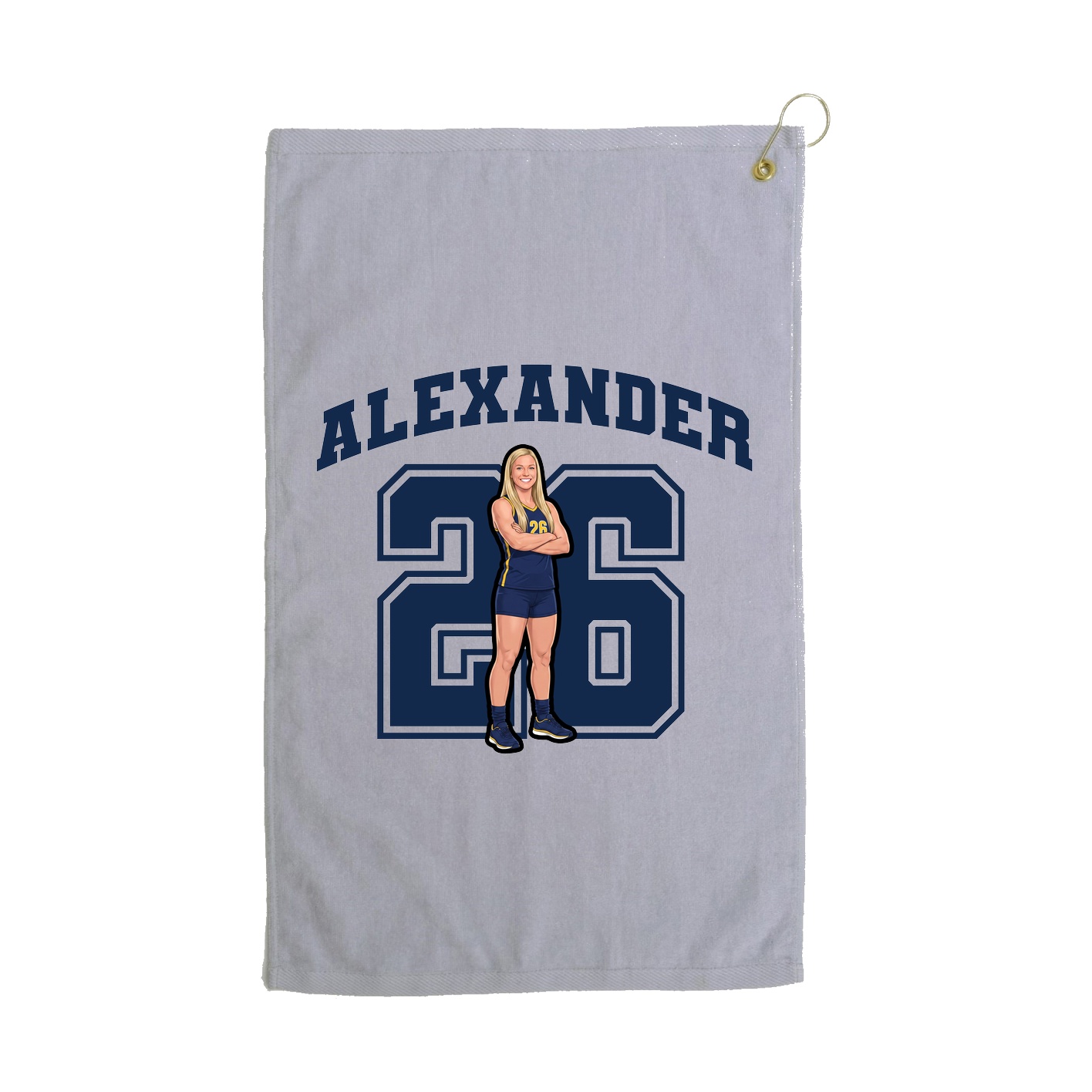 Golf Towel — Number in Grey