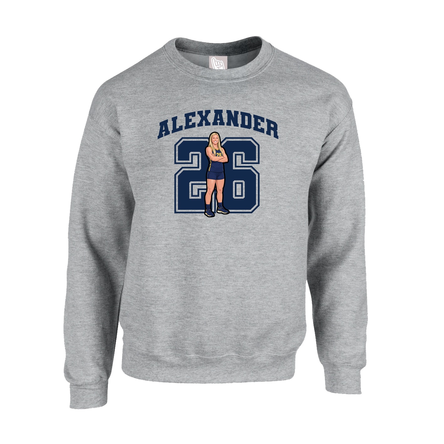 Fleece Crew — Number in Grey