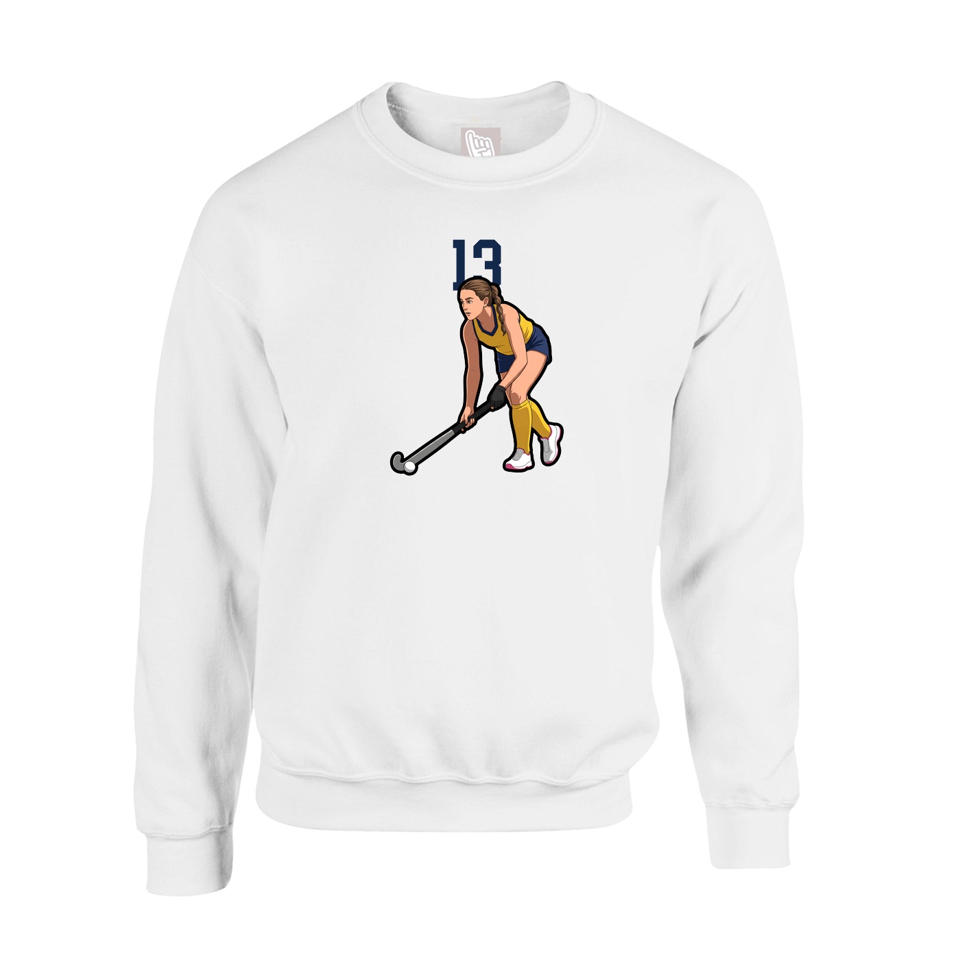 Fleece Crew — Number Top in White