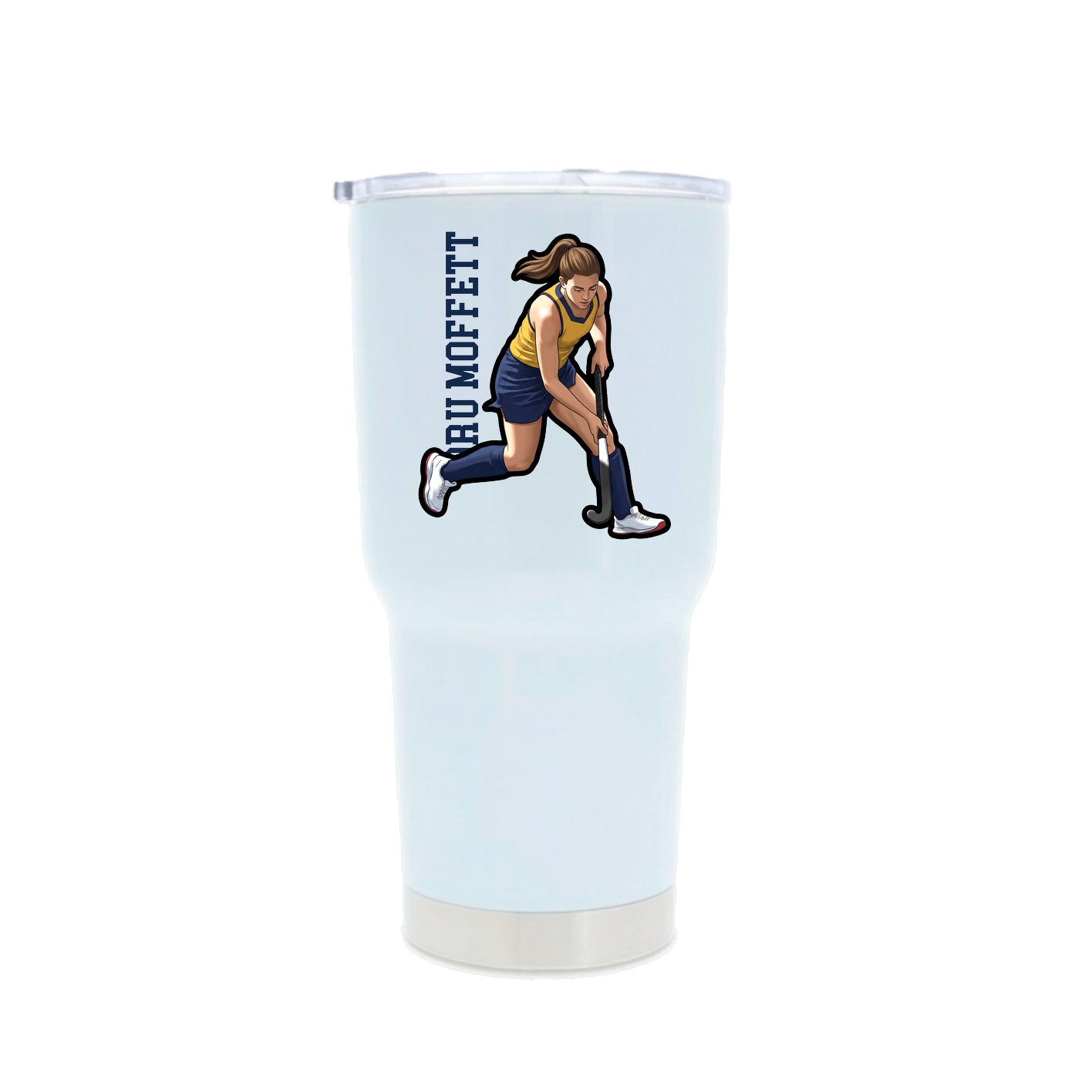 30oz Stainless Steel Tumbler — Name Vertical in White