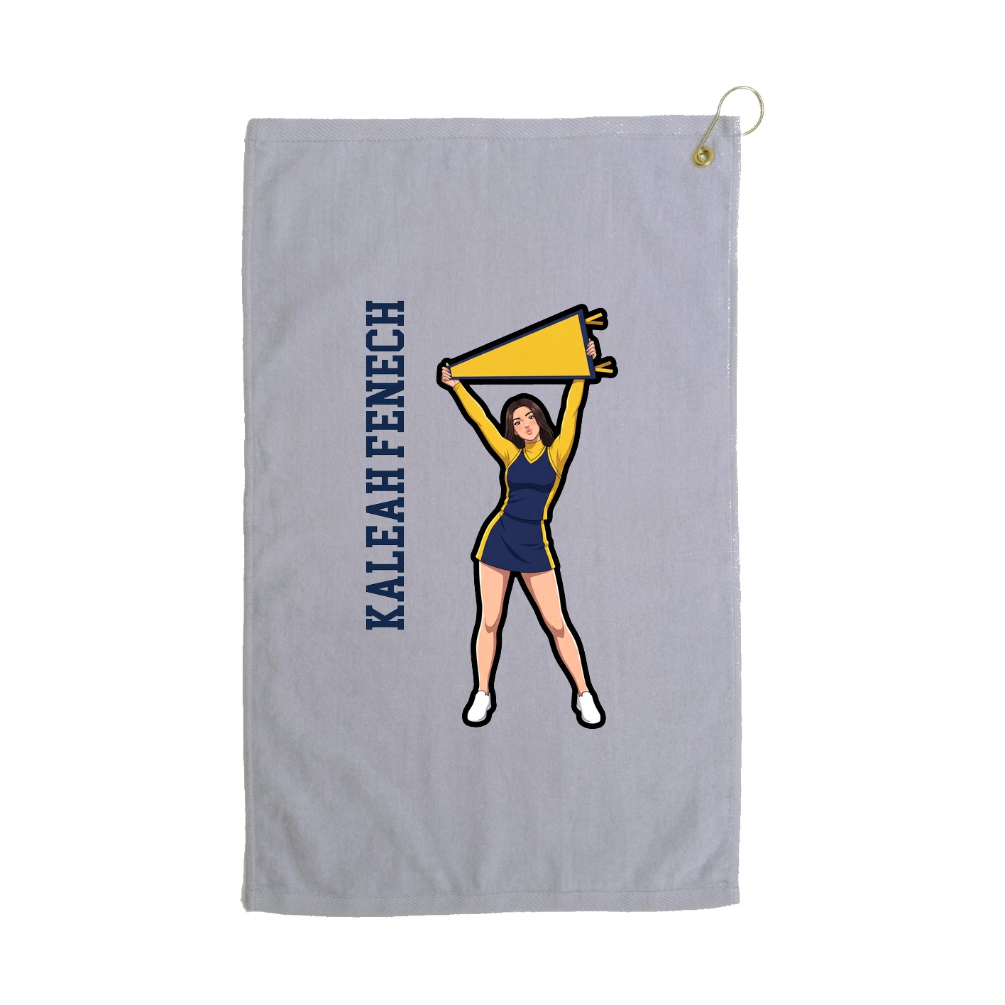 Golf Towel — Name Vertical in Grey