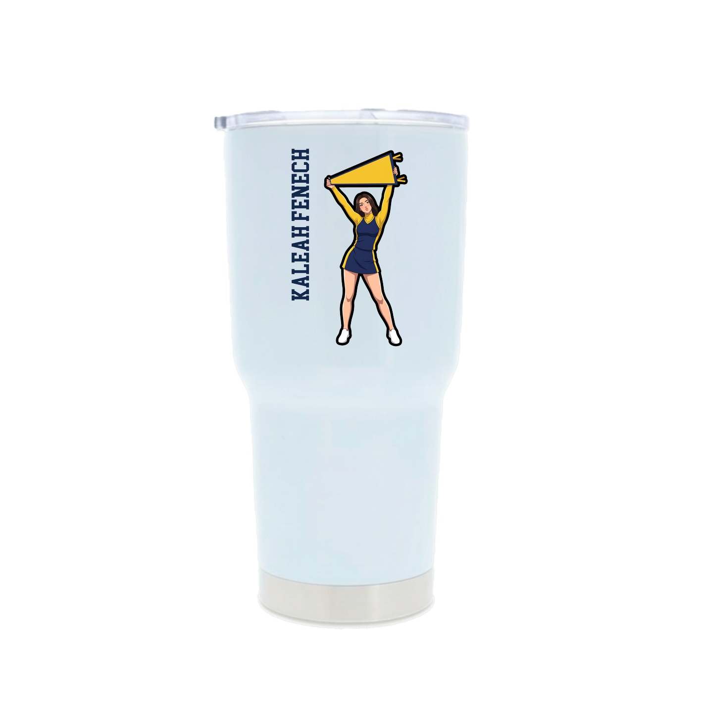 30oz Stainless Steel Tumbler — Name Vertical in White