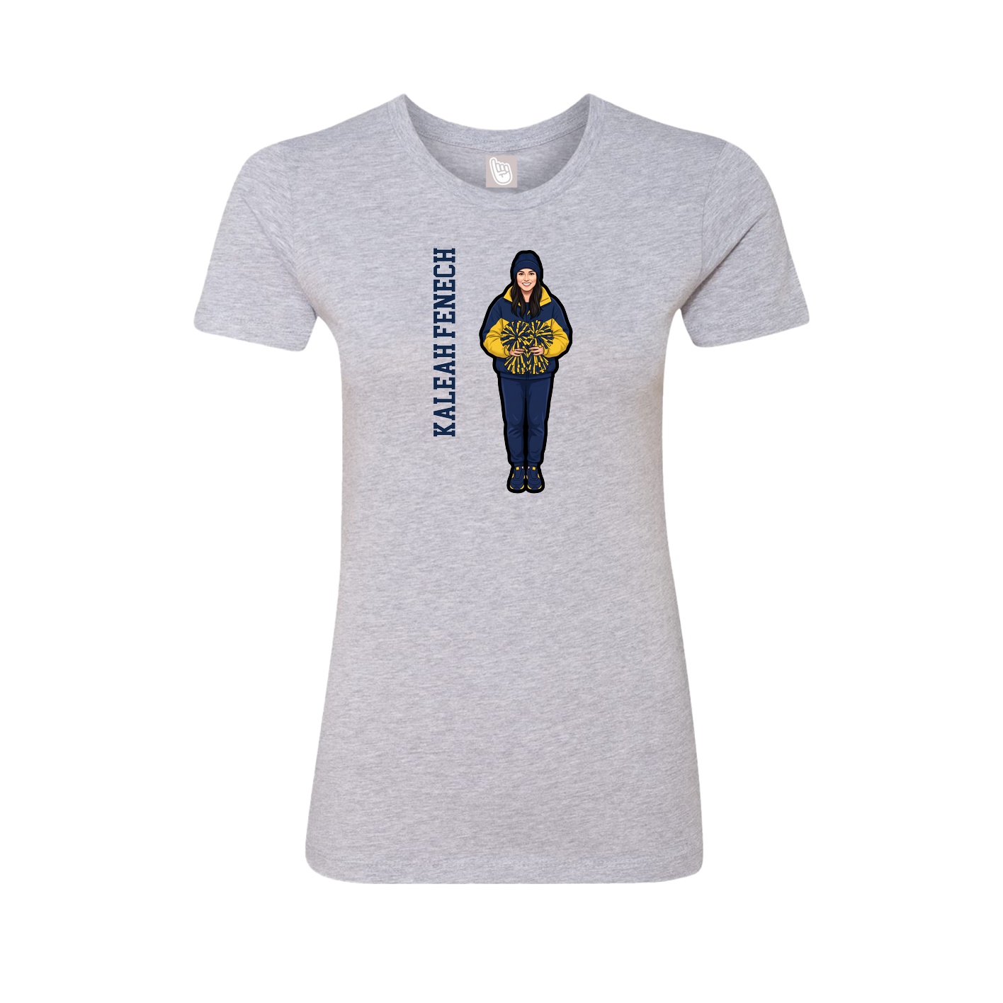 Fitted Women's Tee — Name Vertical in Grey