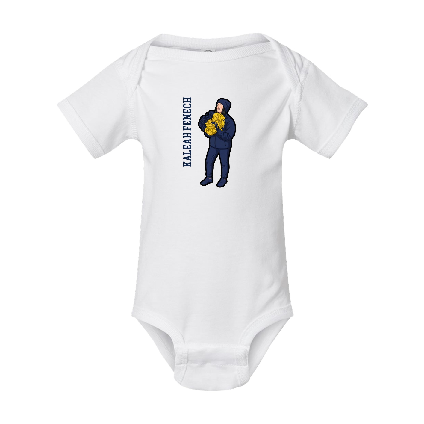 Baby Onesie — Name Vertical in White