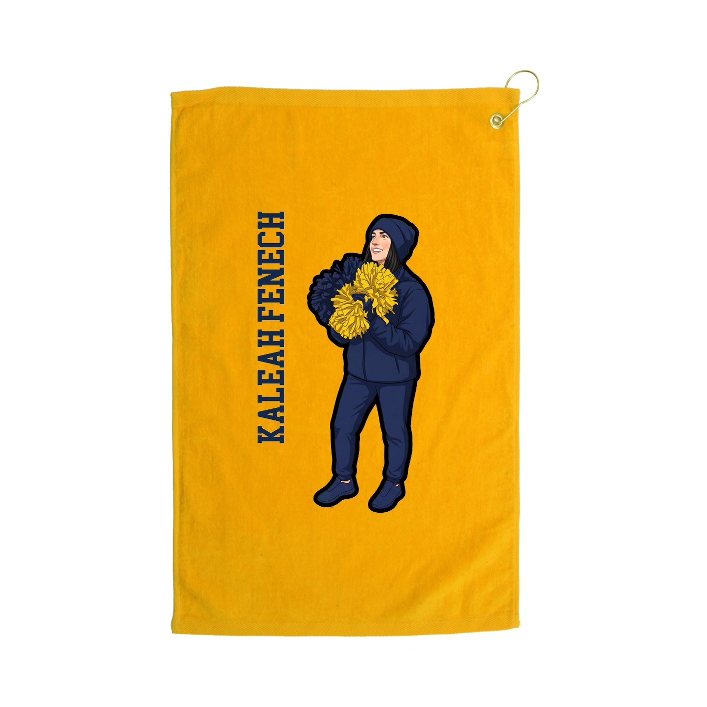 Golf Towel — Name Vertical in Gold