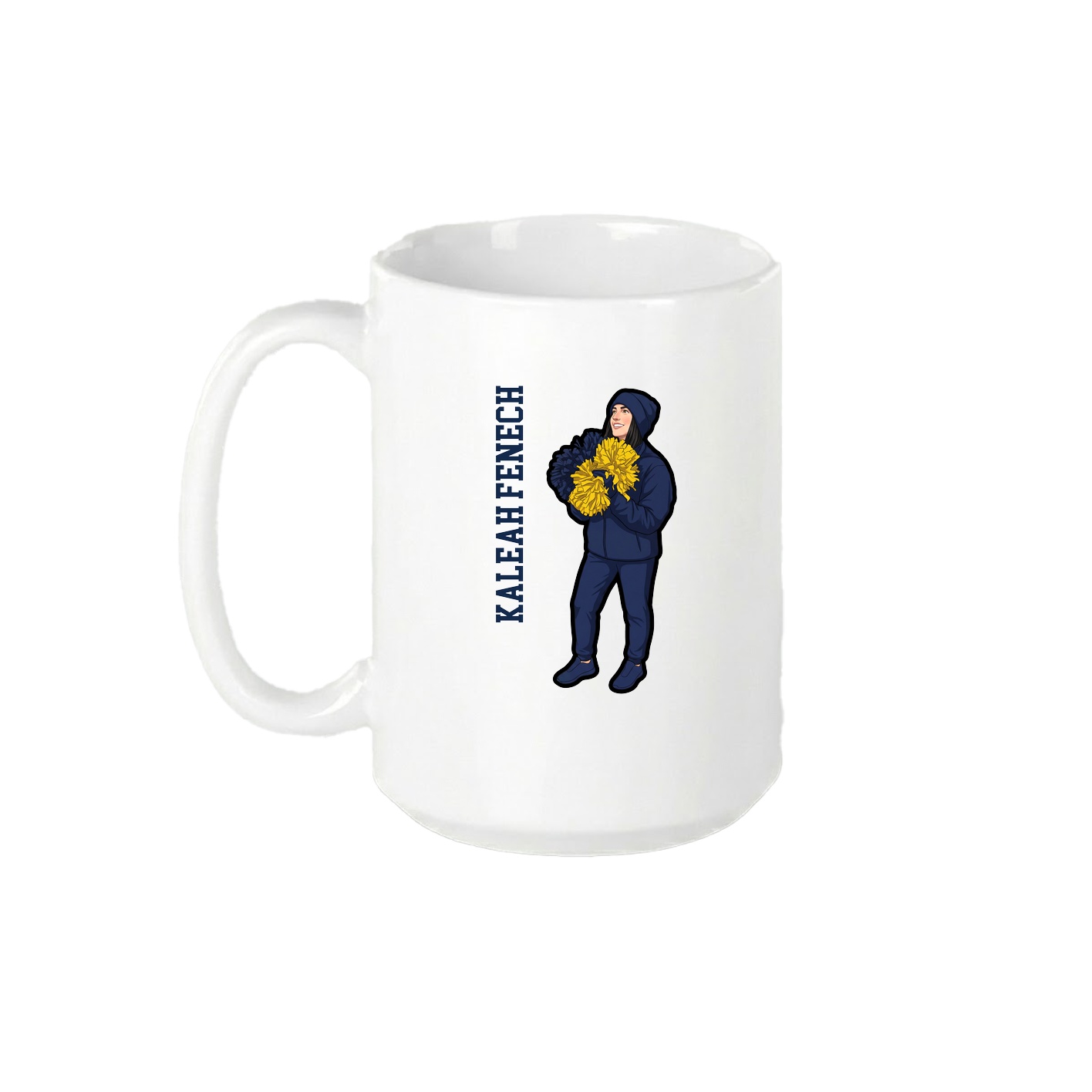 15oz Coffee Mug — Name Vertical in White