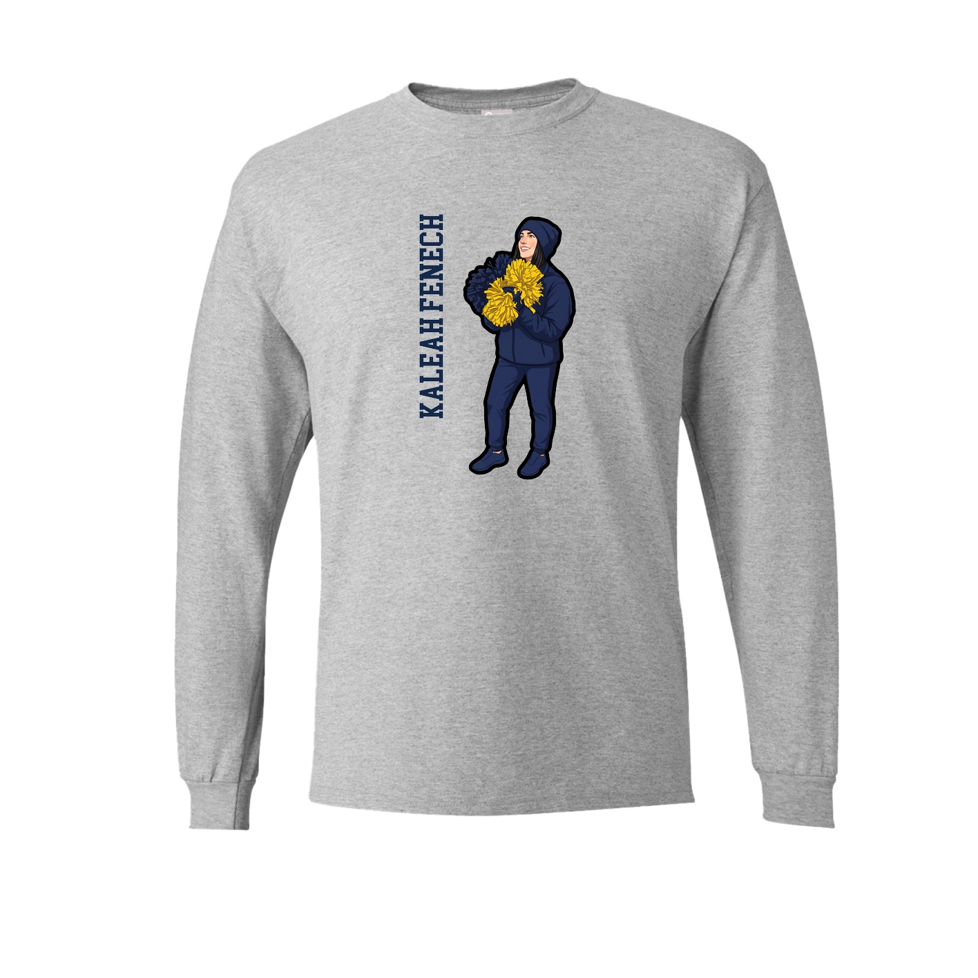 Long Sleeve Tee — Name Vertical in Grey