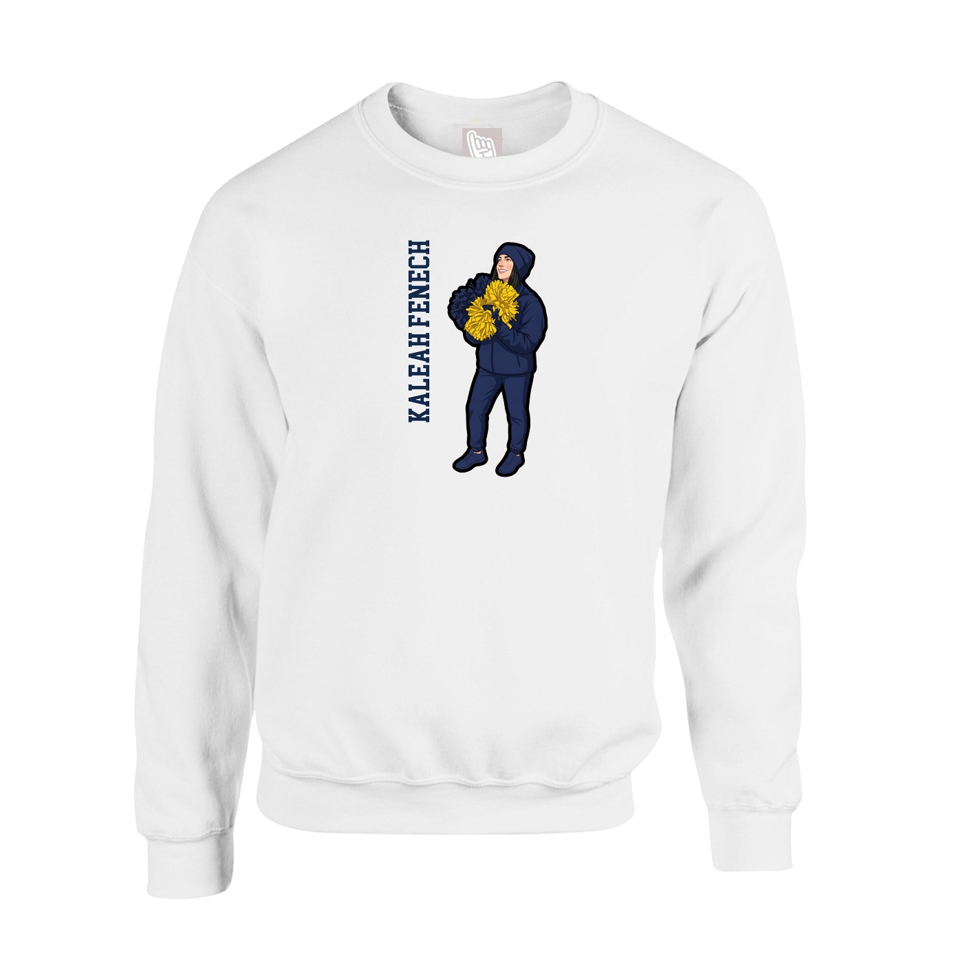 Fleece Crew — Name Vertical in White
