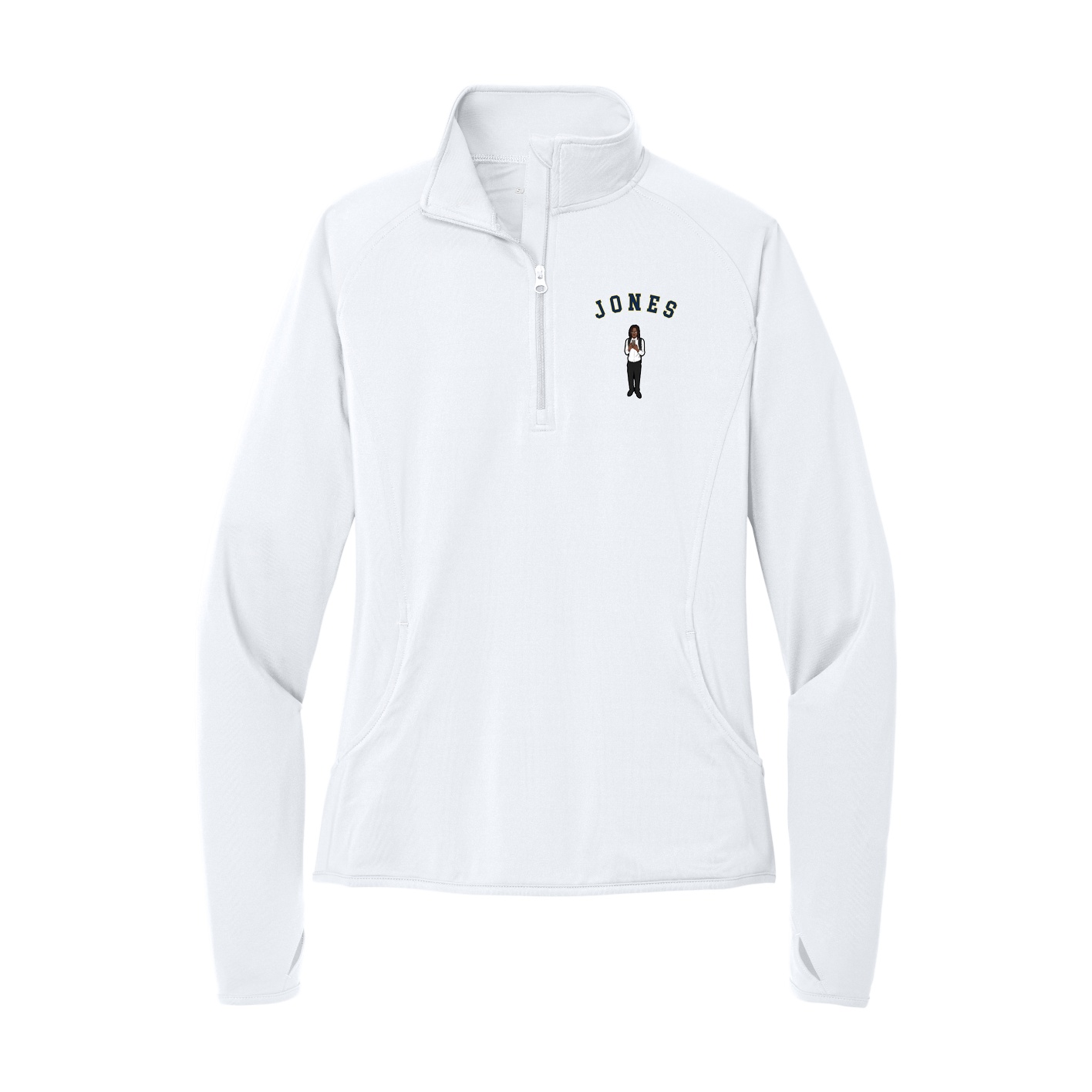 Women's Q-Zip Pullover — Shirsey Arch in White