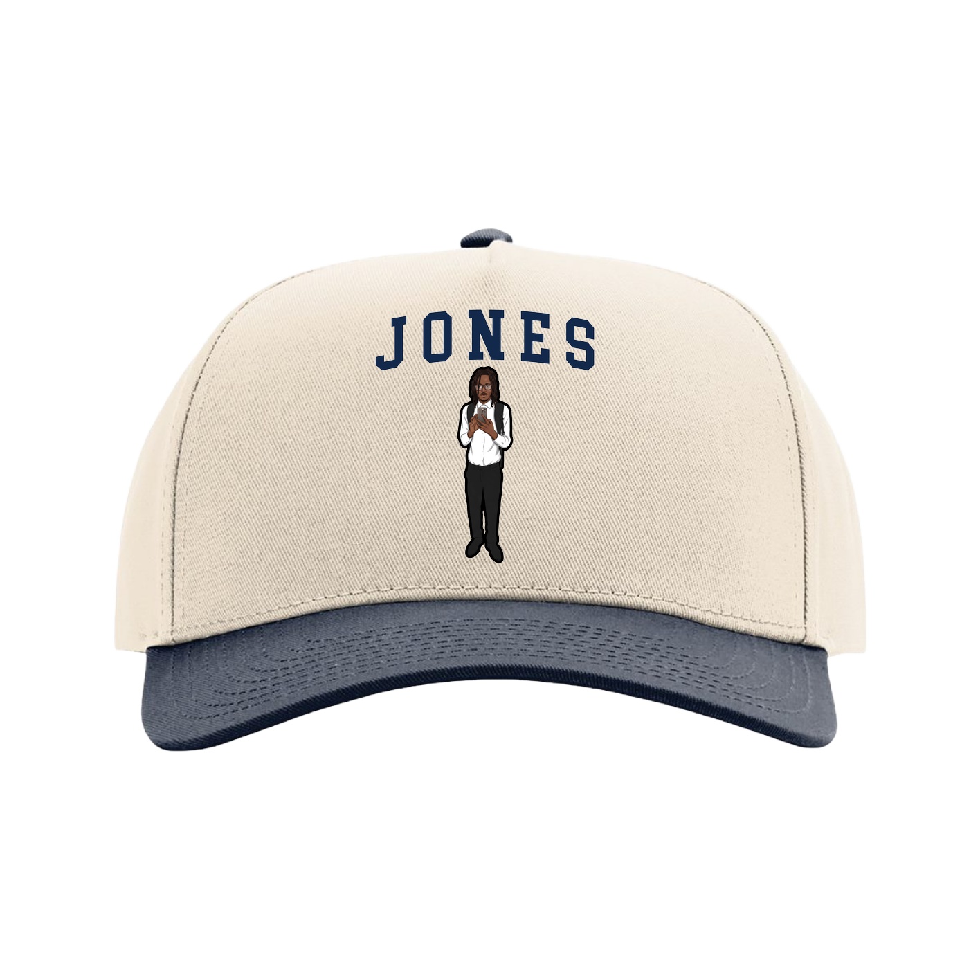 Full Fabric Five-Panel Champ Cap — Shirsey in Cream/Navy