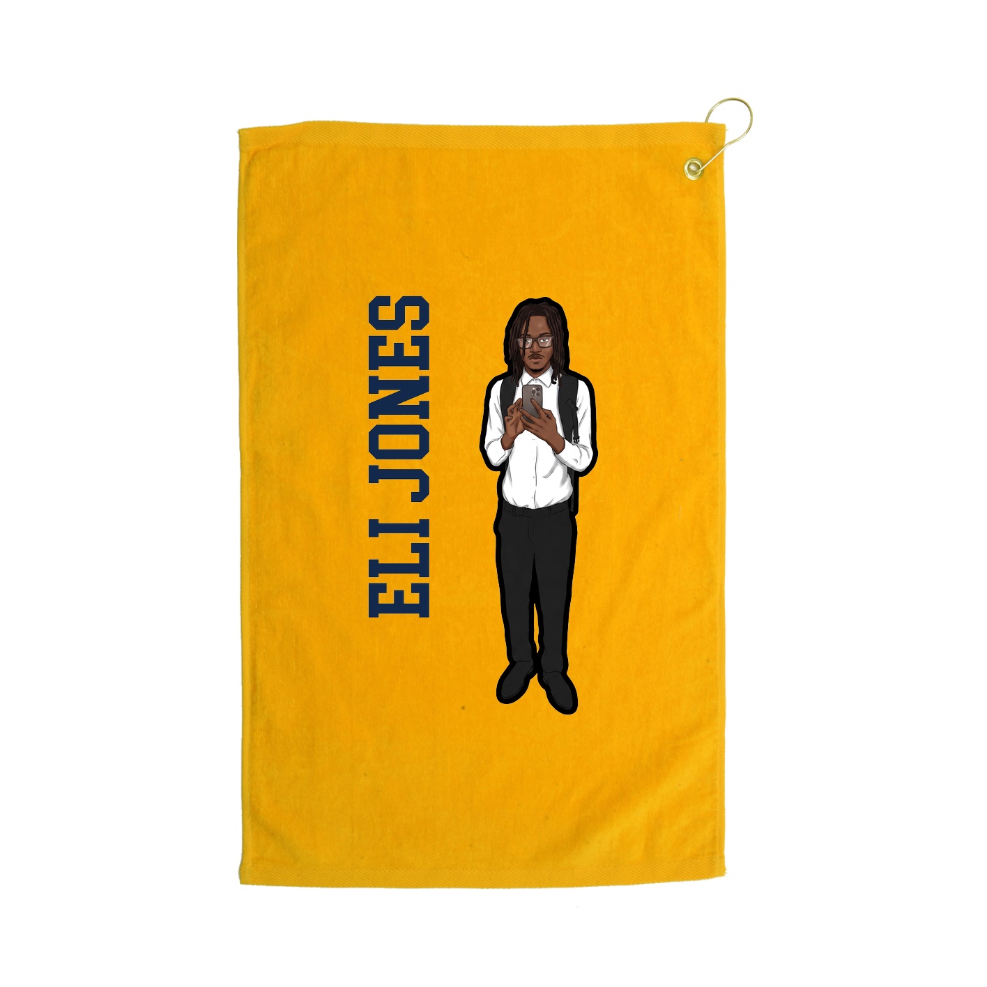 Golf Towel — Name Vertical in Gold