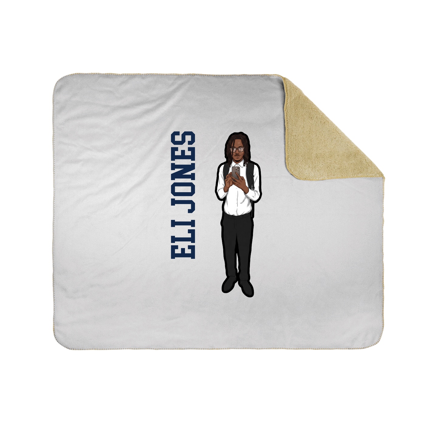 Throw Blanket — Name Vertical in White