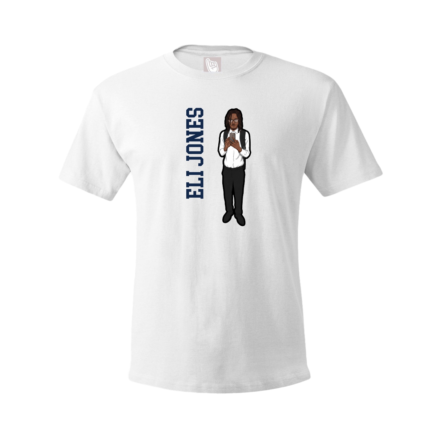 Tee — Name Vertical in White