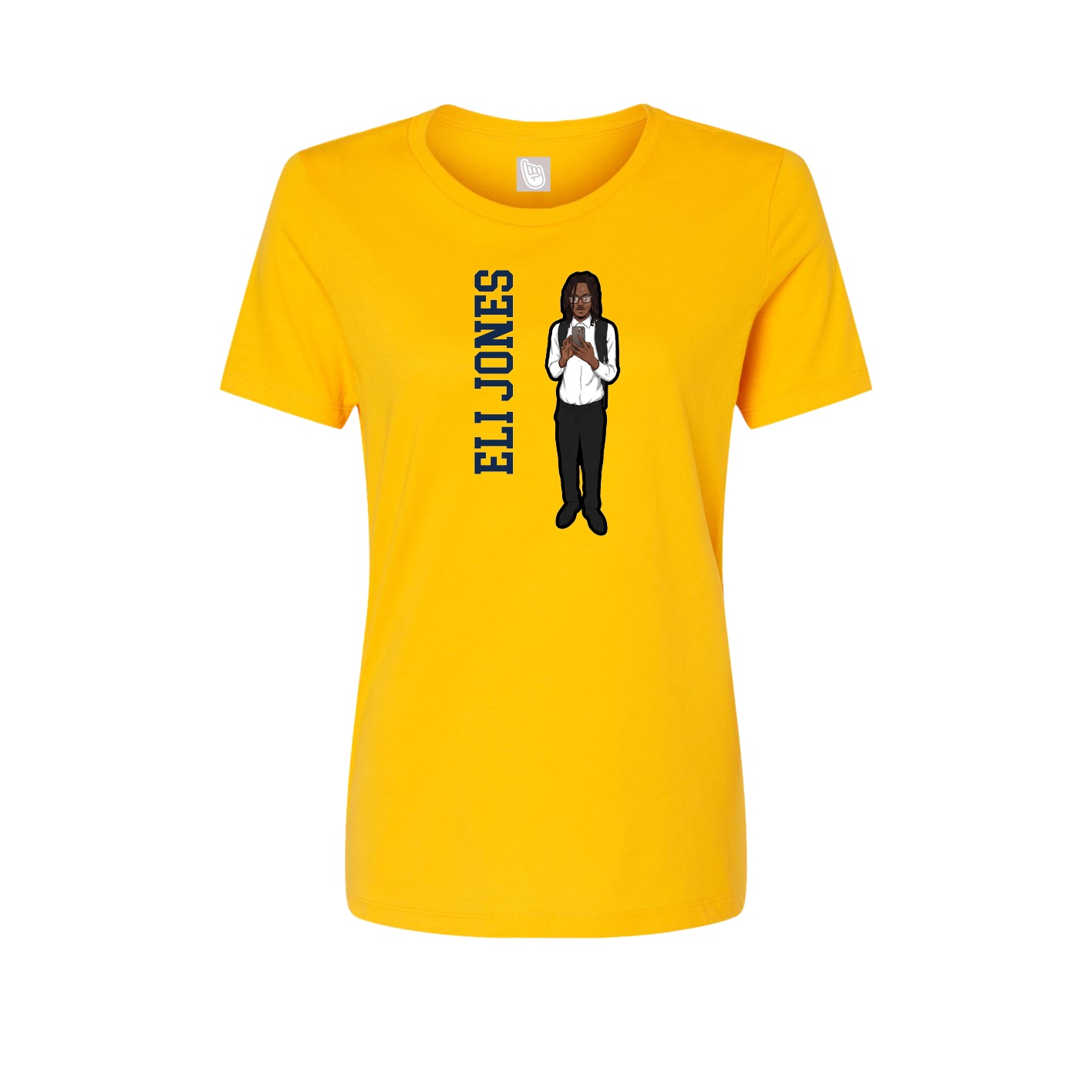 Womens Tee — Name Vertical in Gold