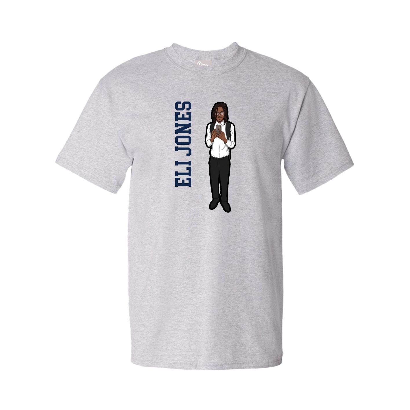 Youth Tee — Name Vertical in Grey