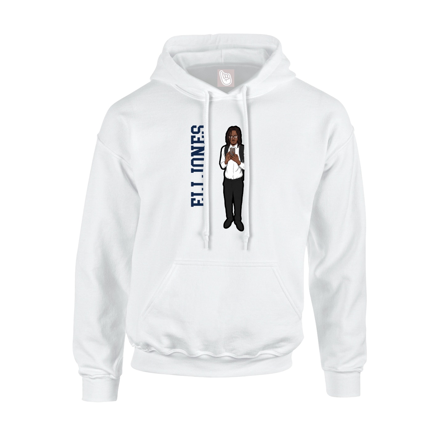 Hoodie — Name Vertical in White
