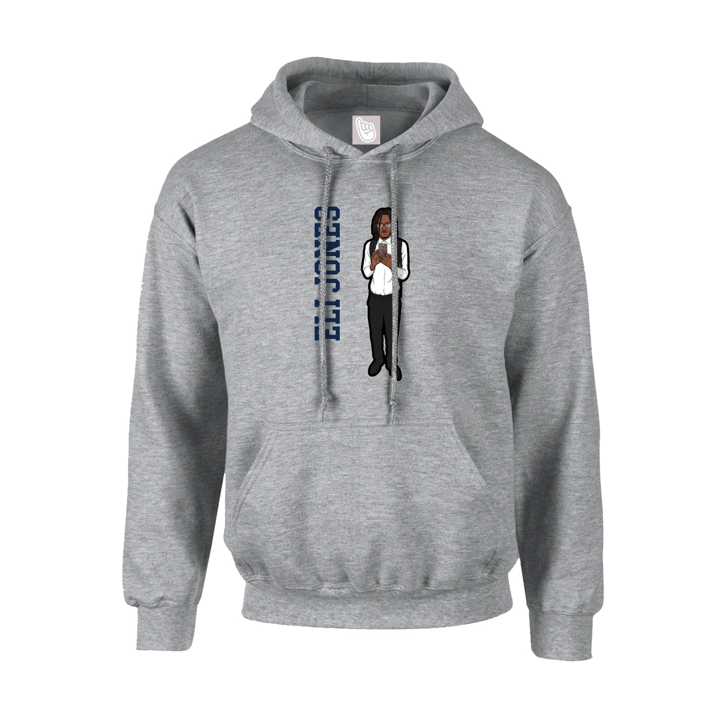 Youth Hoodie — Name Vertical in Grey