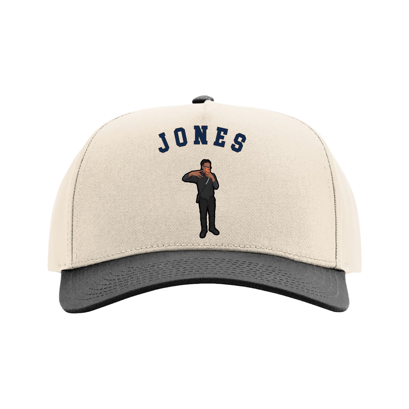 Full Fabric Five-Panel Champ Cap — Shirsey Arch in Cream/Black