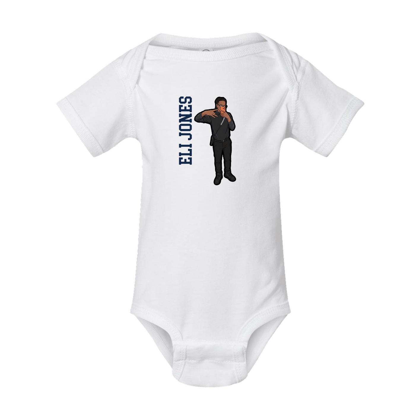 Baby Onesie — Name Vertical in White