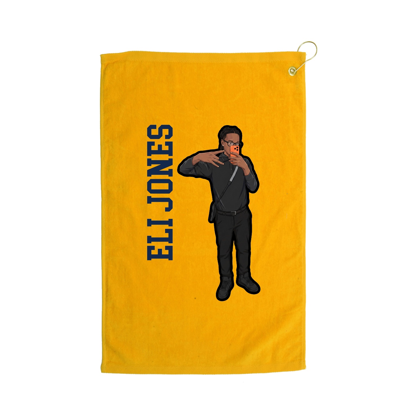Golf Towel — Name Vertical in Gold