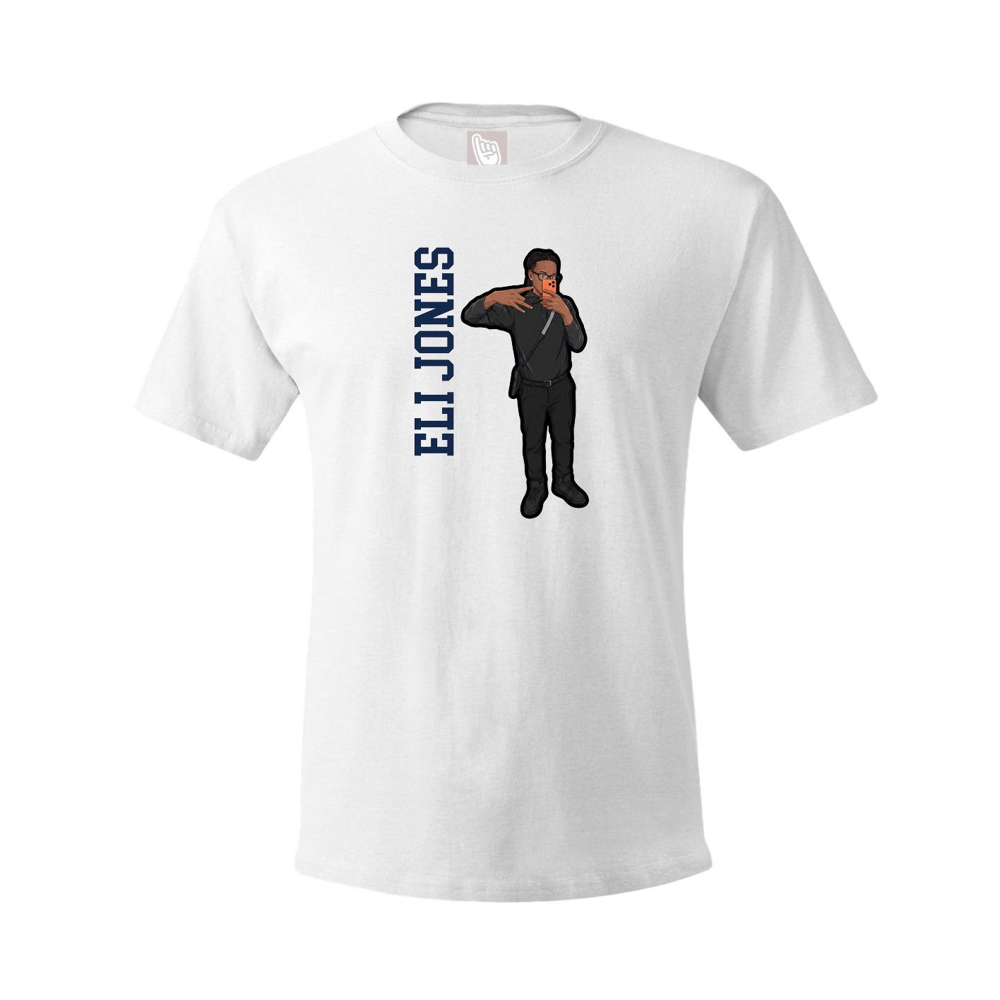 Tee — Name Vertical in White