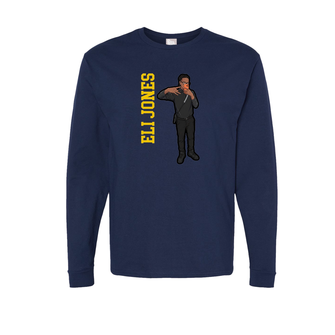 Long Sleeve Tee — Name Vertical in Navy
