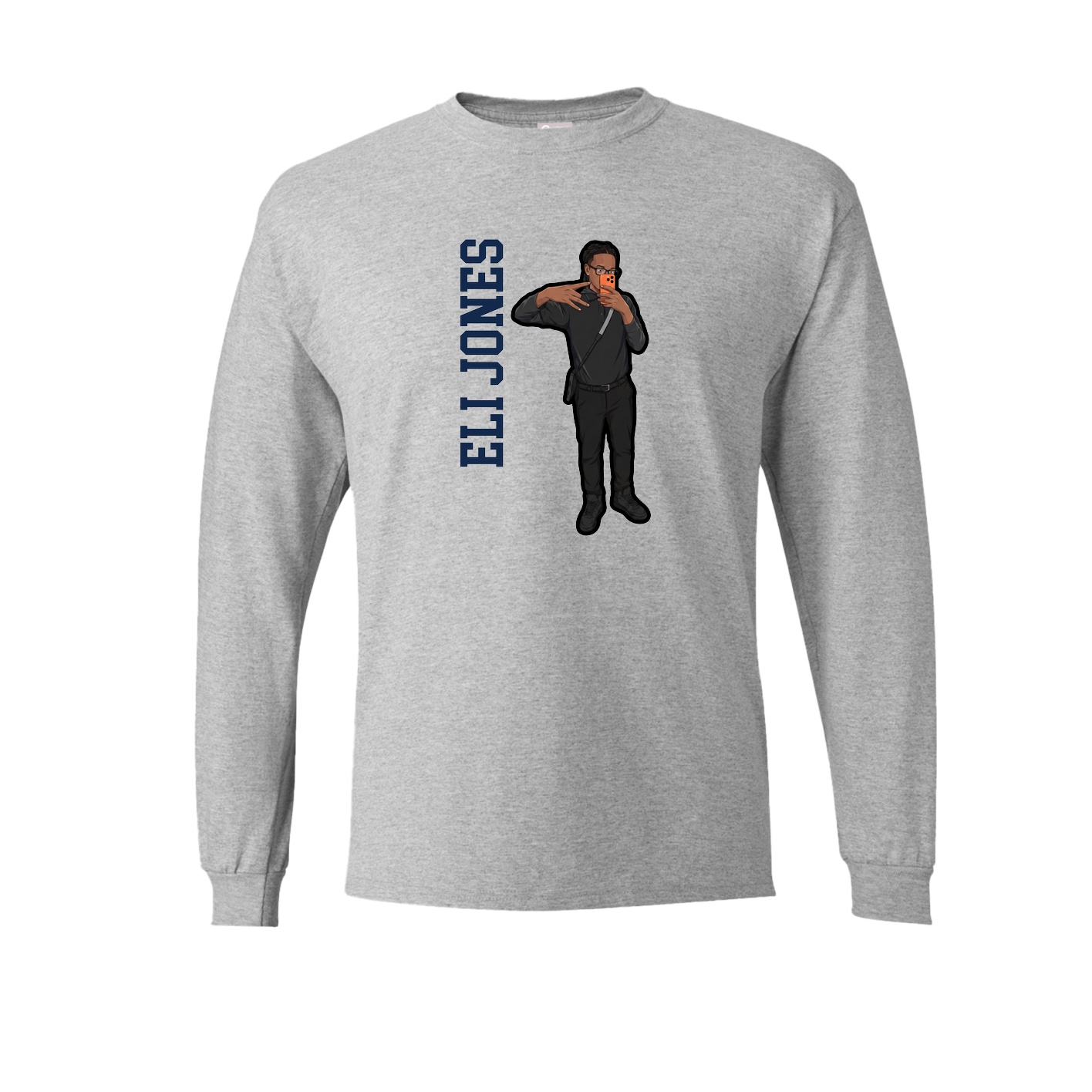 Long Sleeve Tee — Name Vertical in Grey