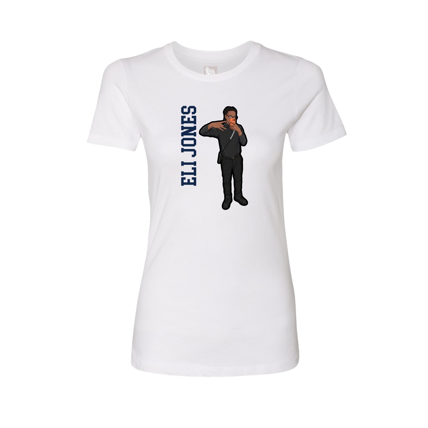Womens Tee — Name Vertical in White