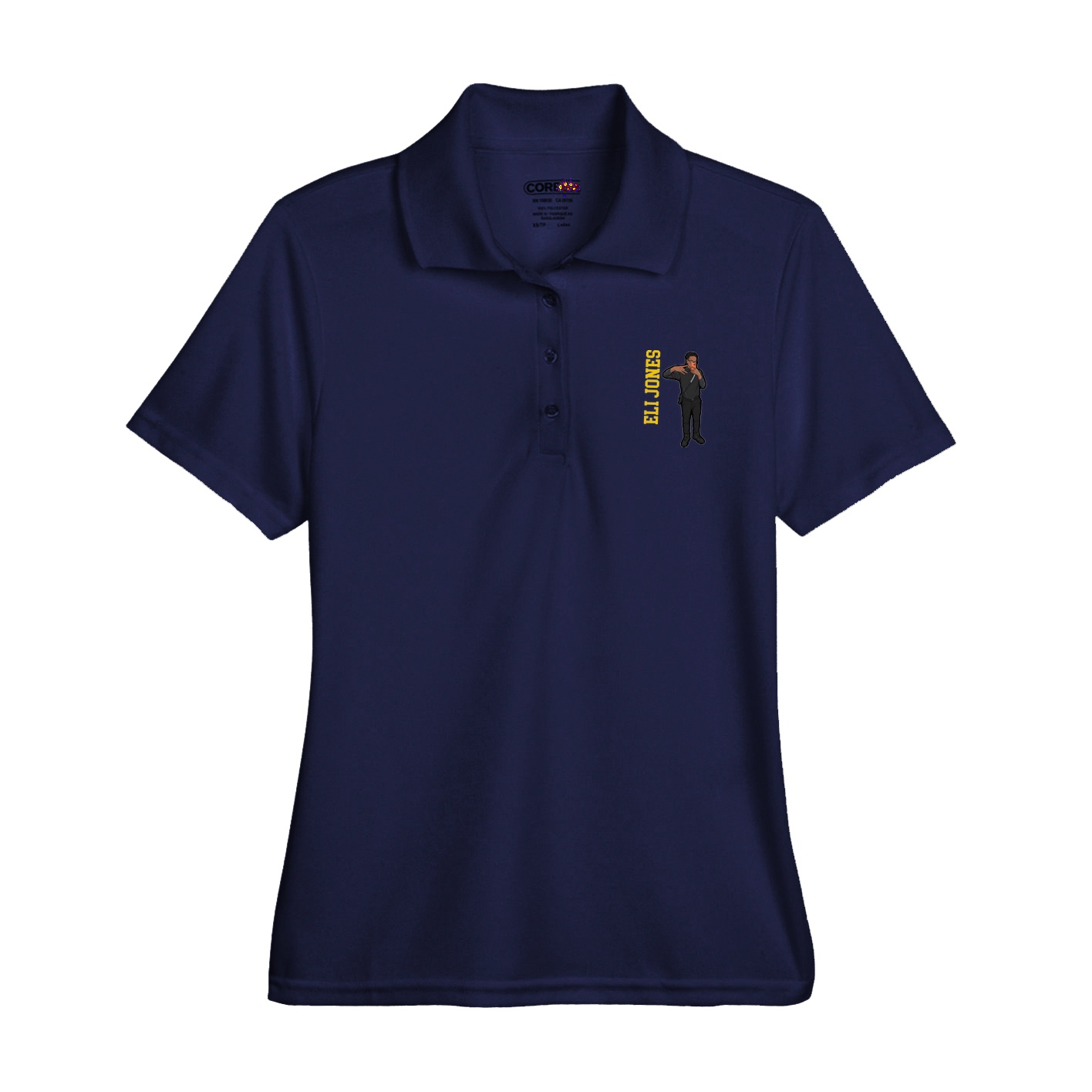 Womens Performance Polo — Name Vertical in Navy