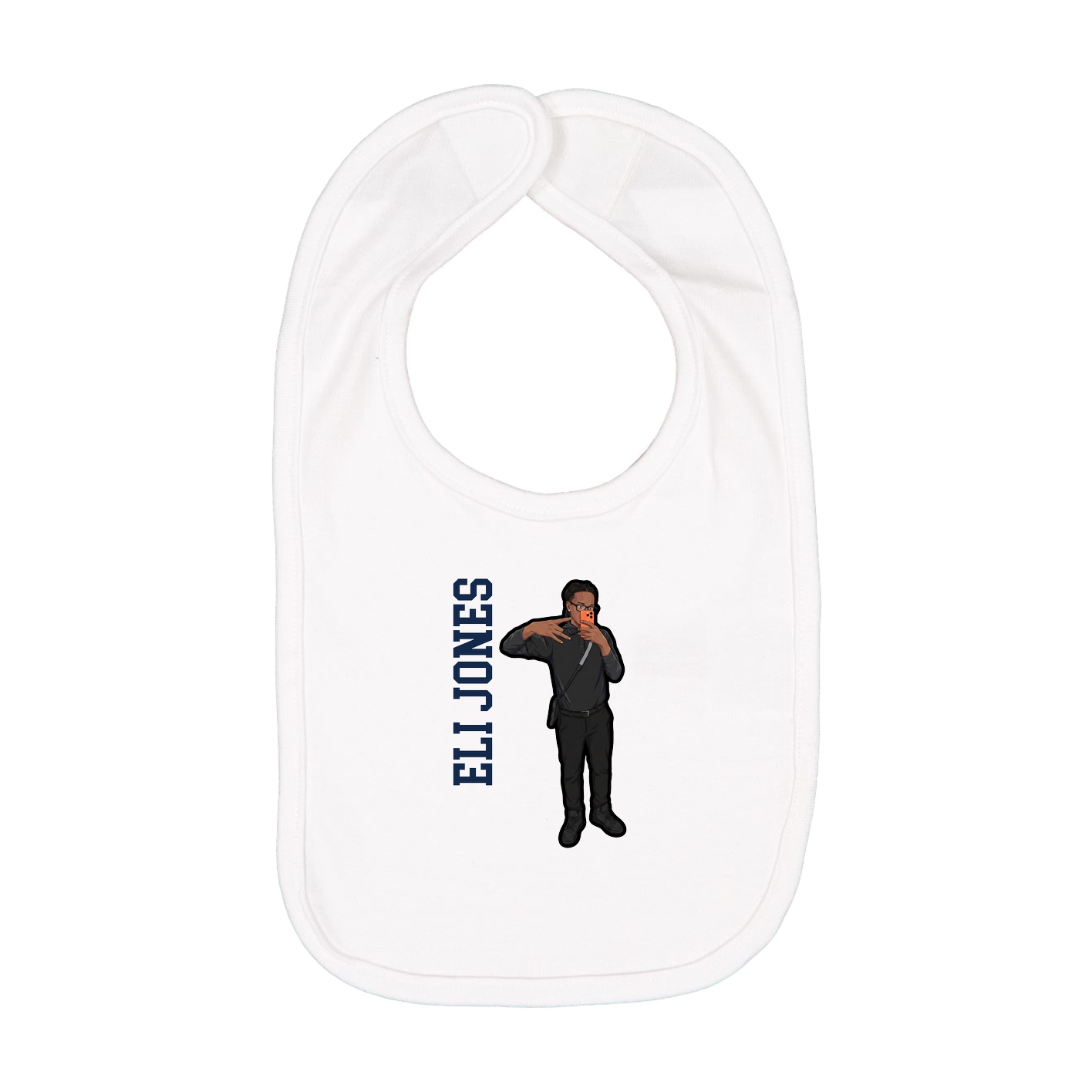 Infant Bib — Name Vertical in White