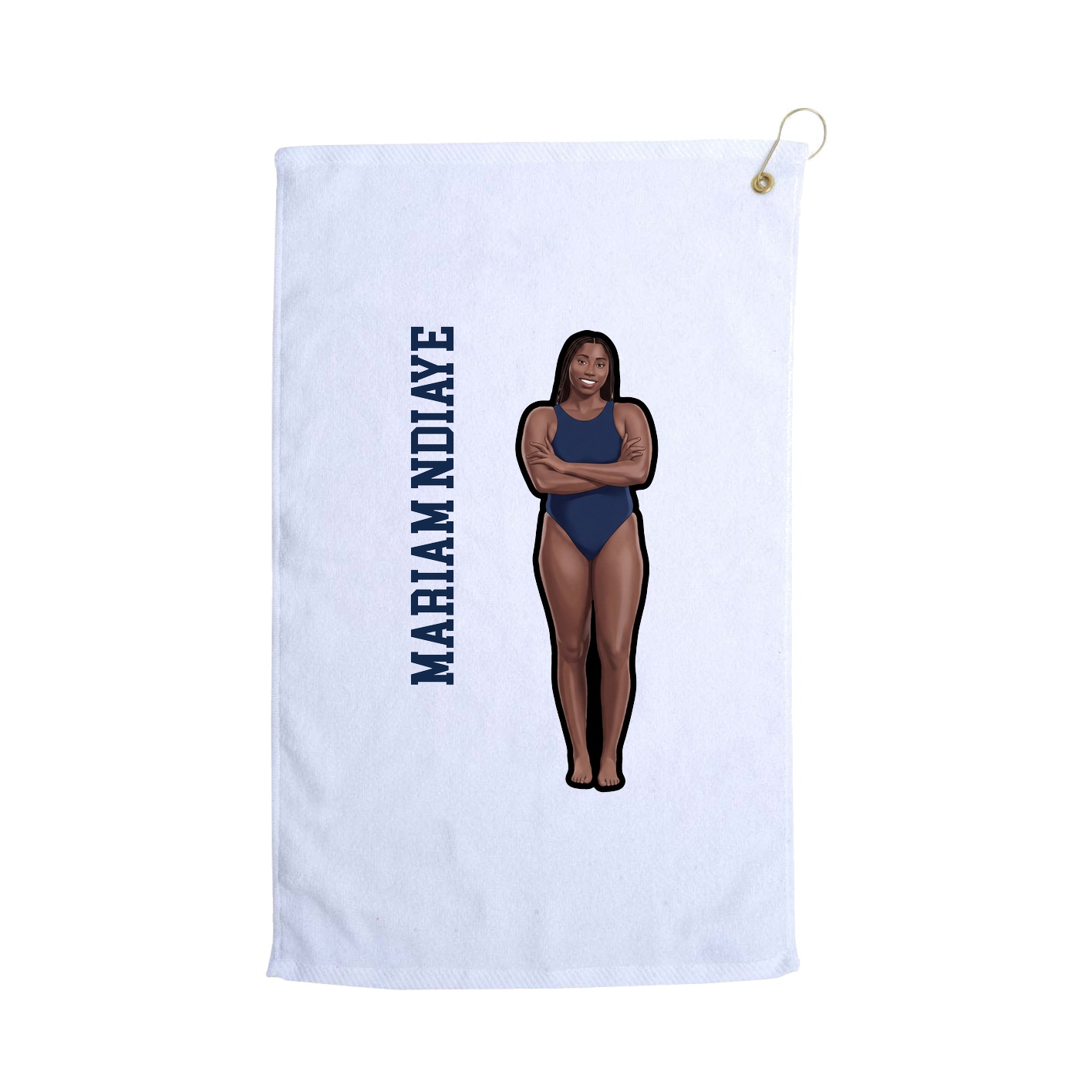 Golf Towel — Name Vertical in White