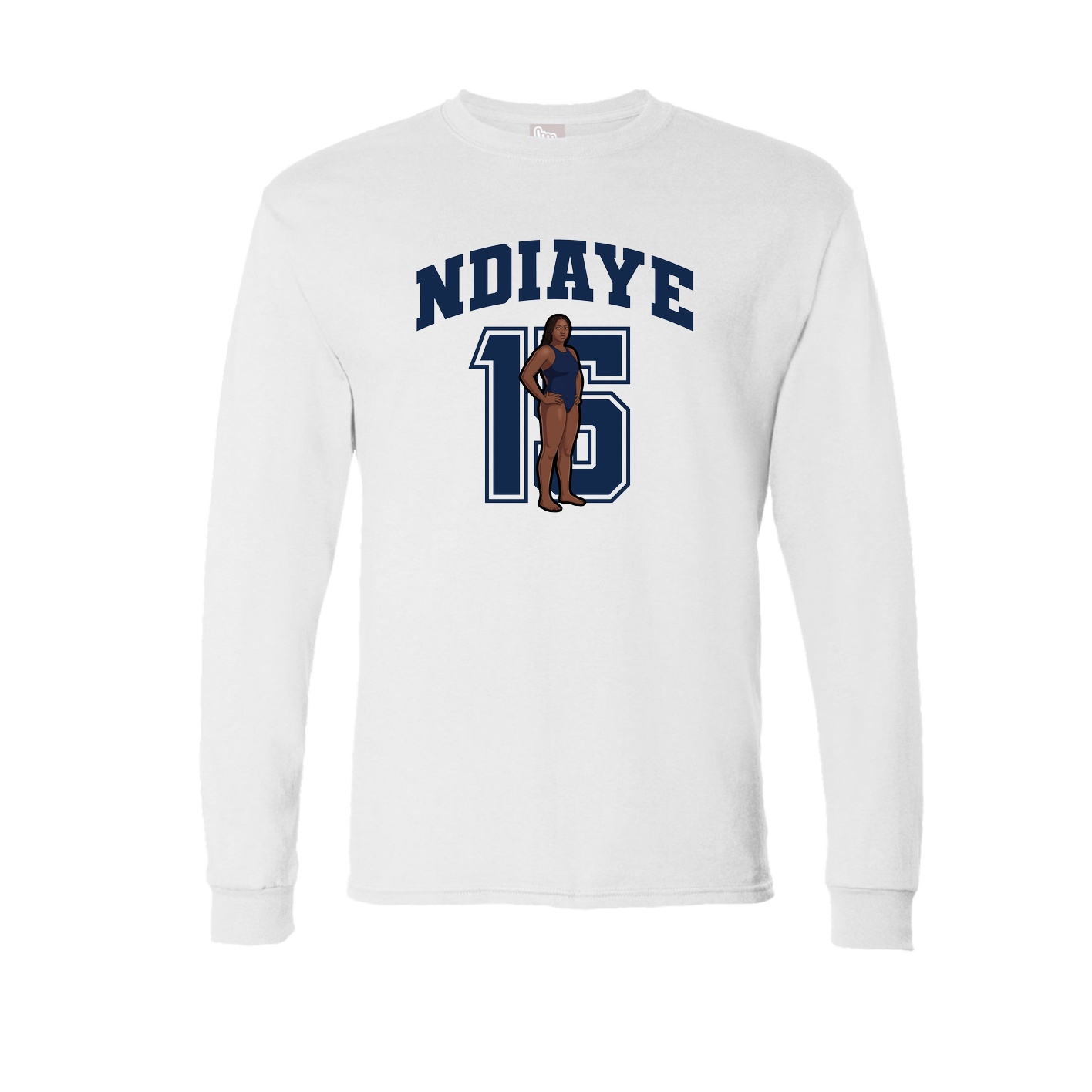 Long Sleeve Tee — Number in White