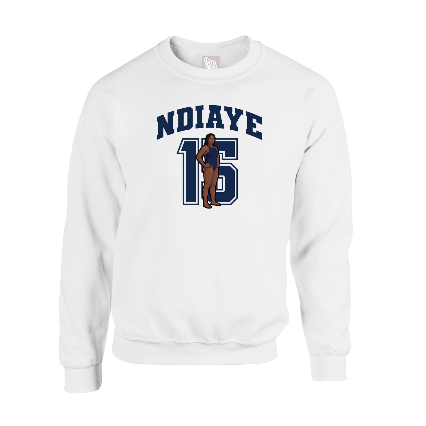 Fleece Crew — Number in White