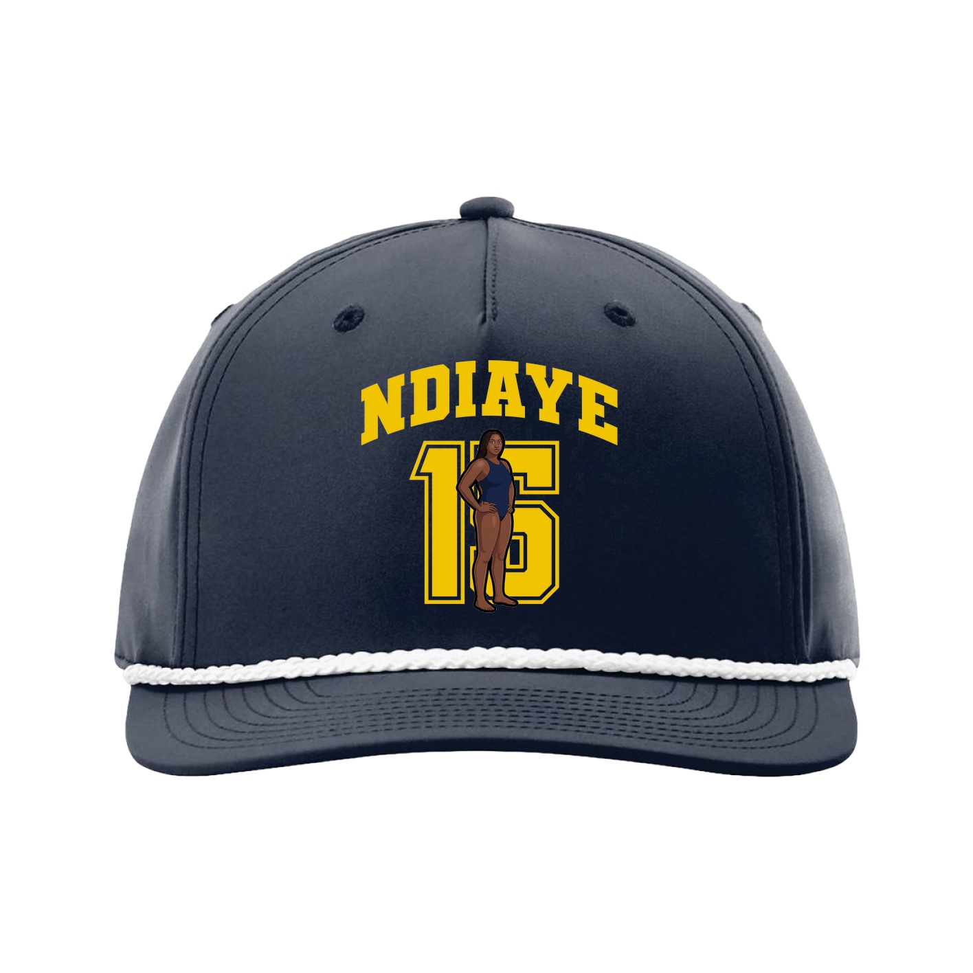 Five-Panel Classic Rope Cap — Number in Navy