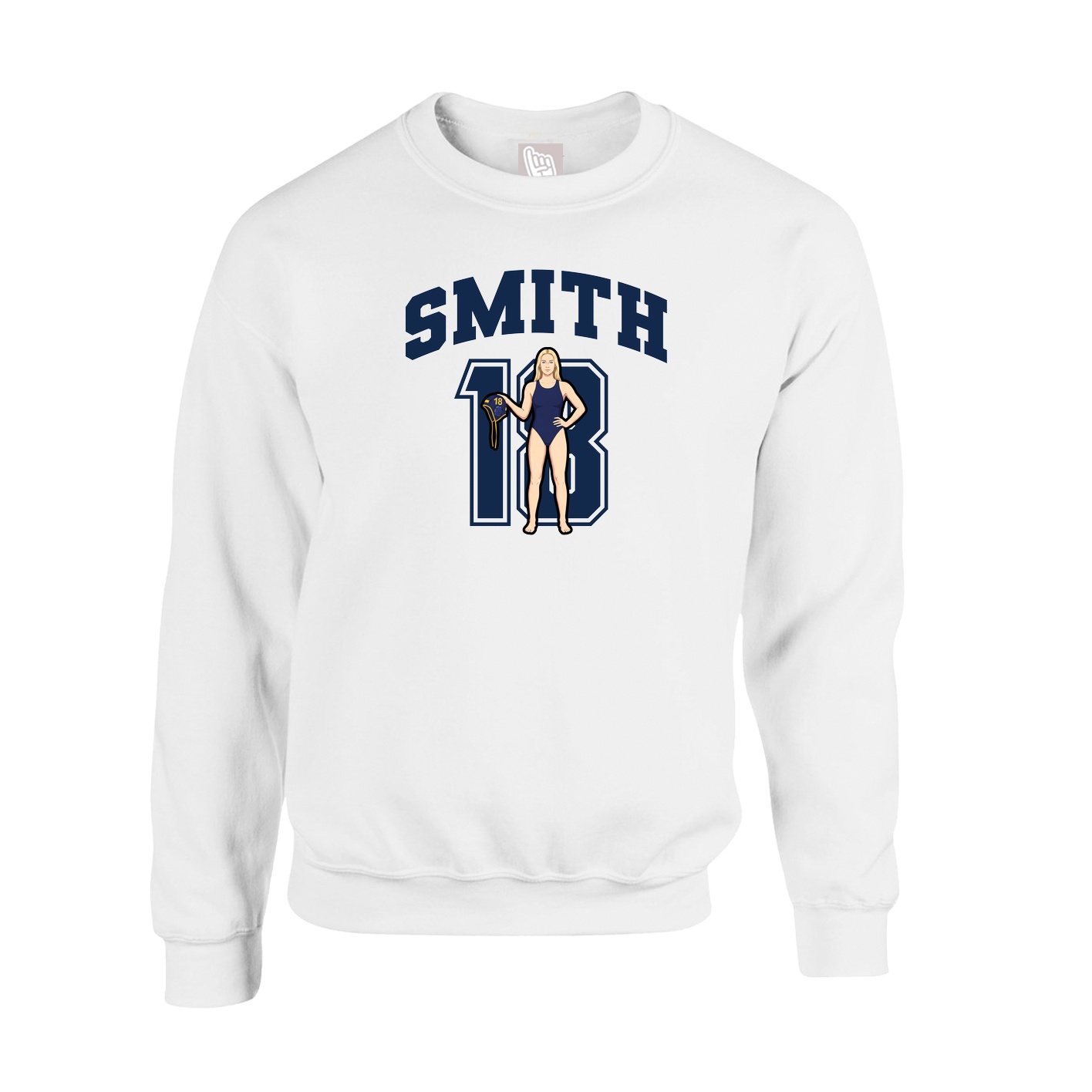Fleece Crew — Number in White